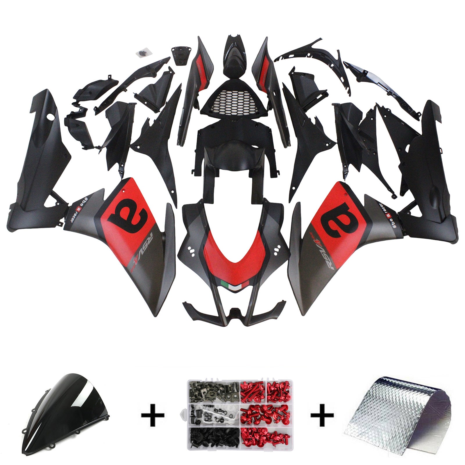 Amotopart 2009-2015 RSV4 1000 Aprilia Red&Black Style3 Fairing Kit