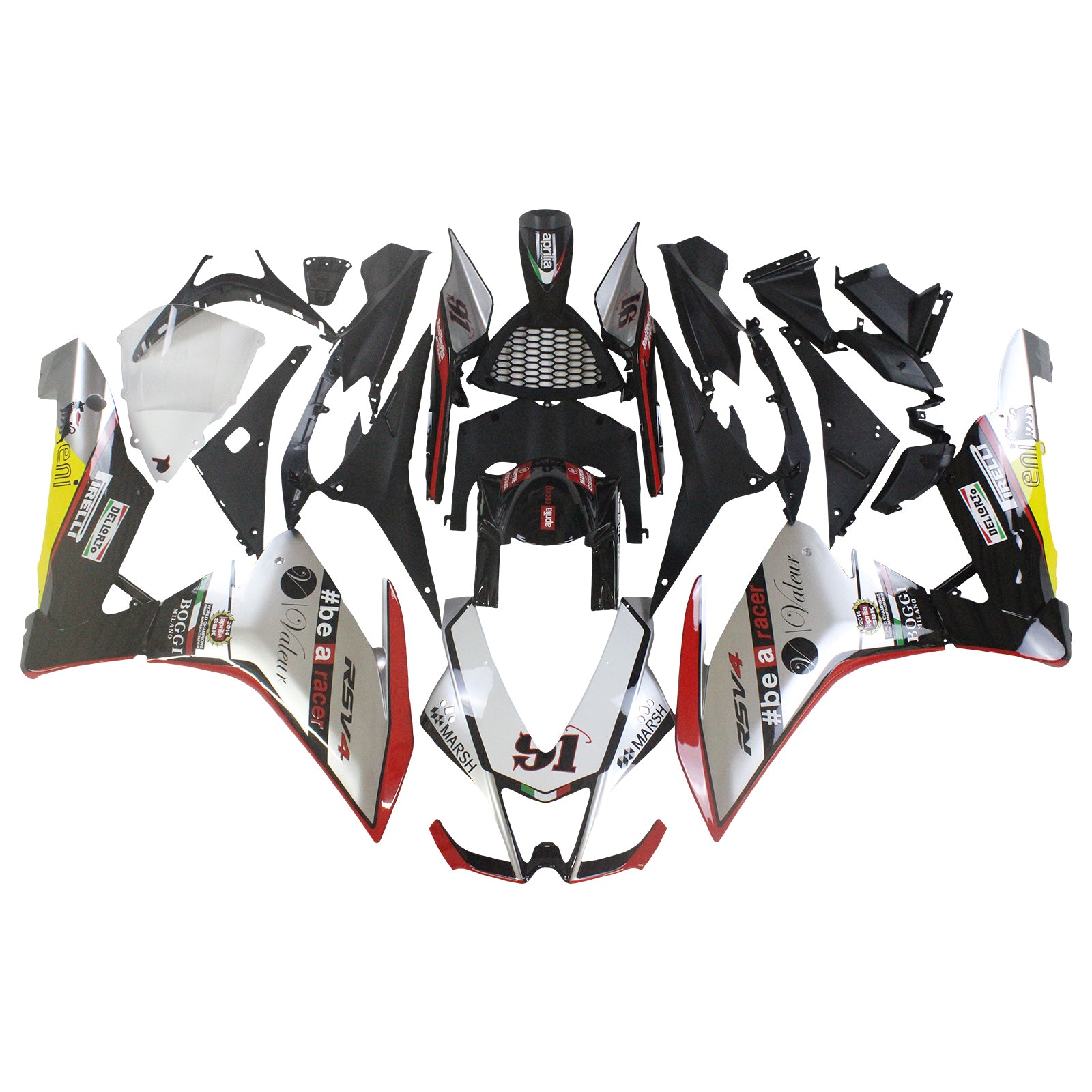 Amotopart 2009-2015 RSV4 1000 Aprilia Kit carena grigio&amp;rosso