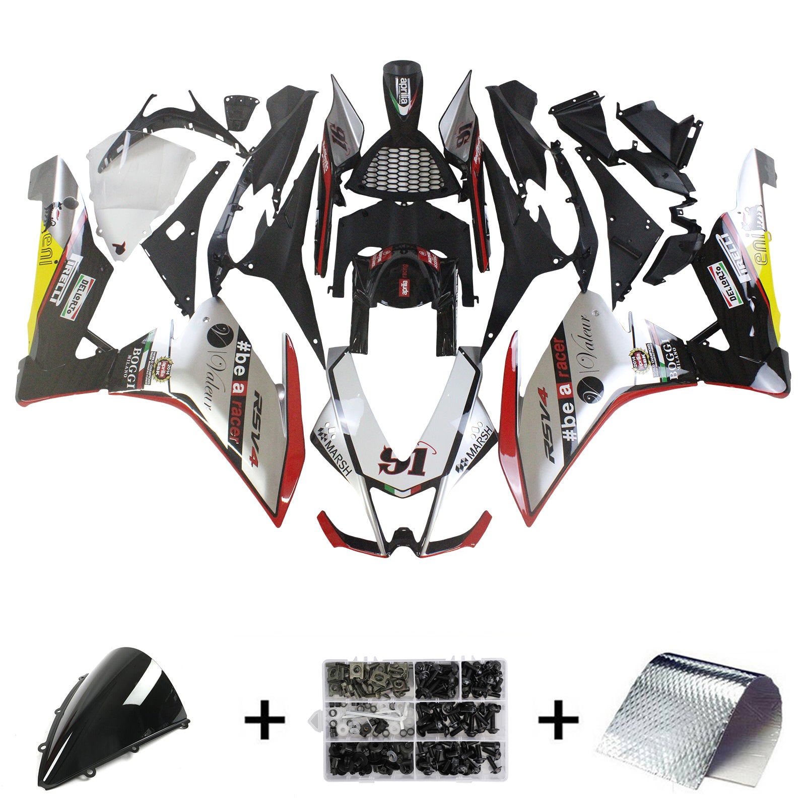 Amotopart 2009-2015 RSV4 1000 Aprilia Kit de carénage gris et rouge