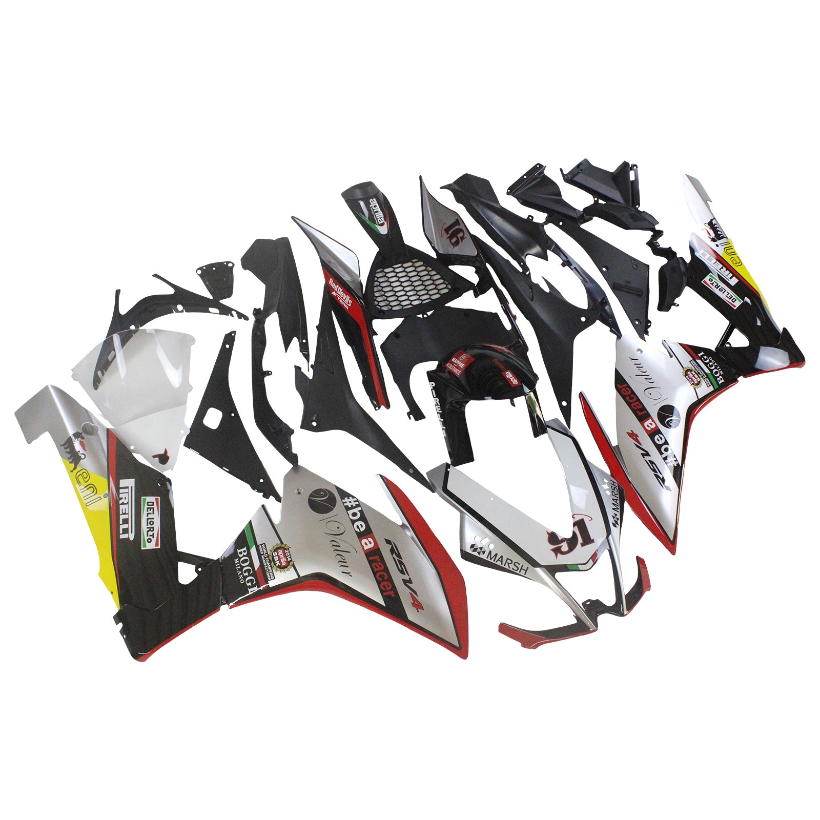 Amotopart 2009-2015 RSV4 1000 Aprilia Kit de carénage gris et rouge