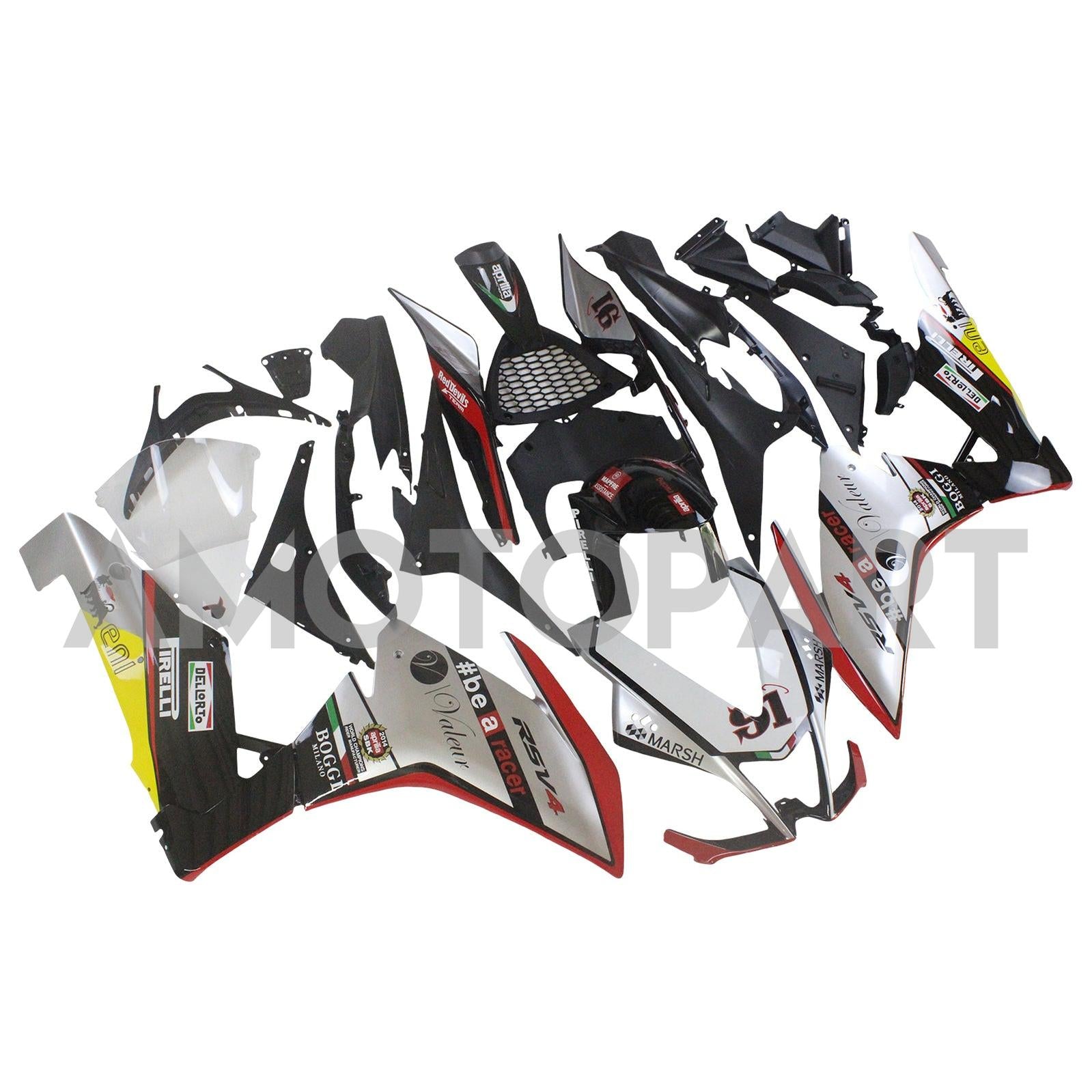 Amotopart 2009-2015 RSV4 1000 Aprilia Gray & Red Fairing Kit
