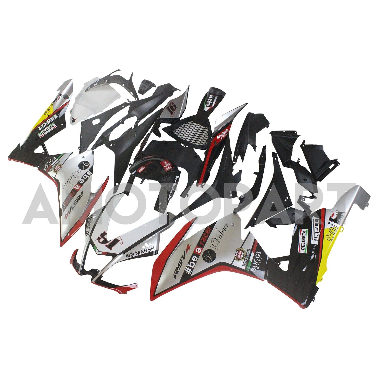 Amotopart 2009-2015 RSV4 1000 Aprilia Gray & Red Fairing Kit