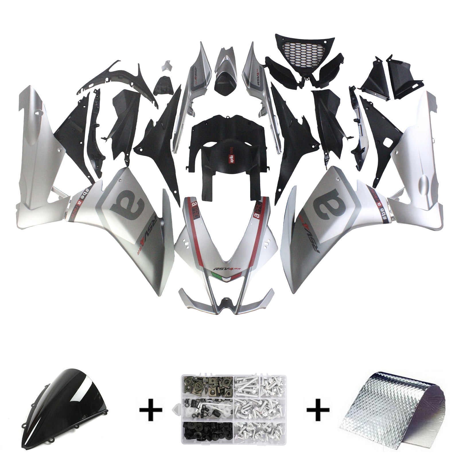 Amotopart 2009-2015 RSV4 1000 Aprilia Grey&Silver Fairing Kit