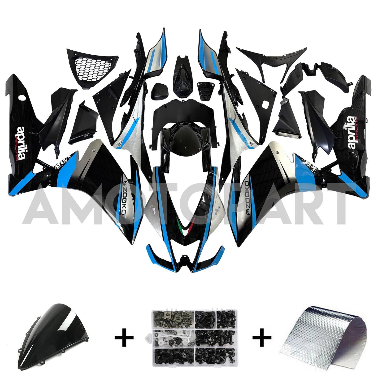 Amotopart 2009-2015 RSV4 1000 Aprilia Blue&Grey Fairing Kit
