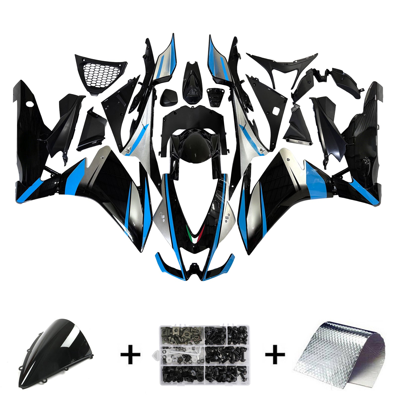 AMOTOPART 2009-2015 RSV4 1000 Aprilia Blue & Grey Fairing Kit