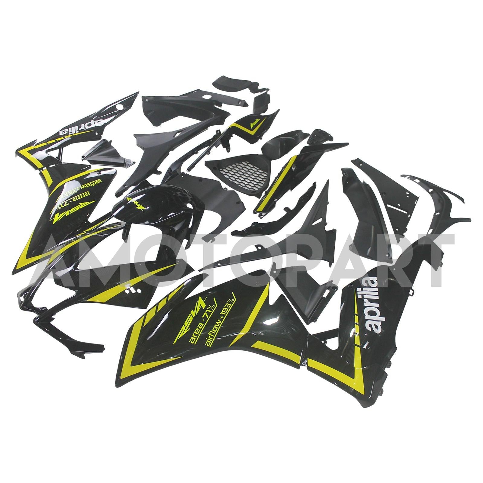 Amotopart 2009-2015 RSV4 1000 Aprilia Black&Yellow Fairing Kit