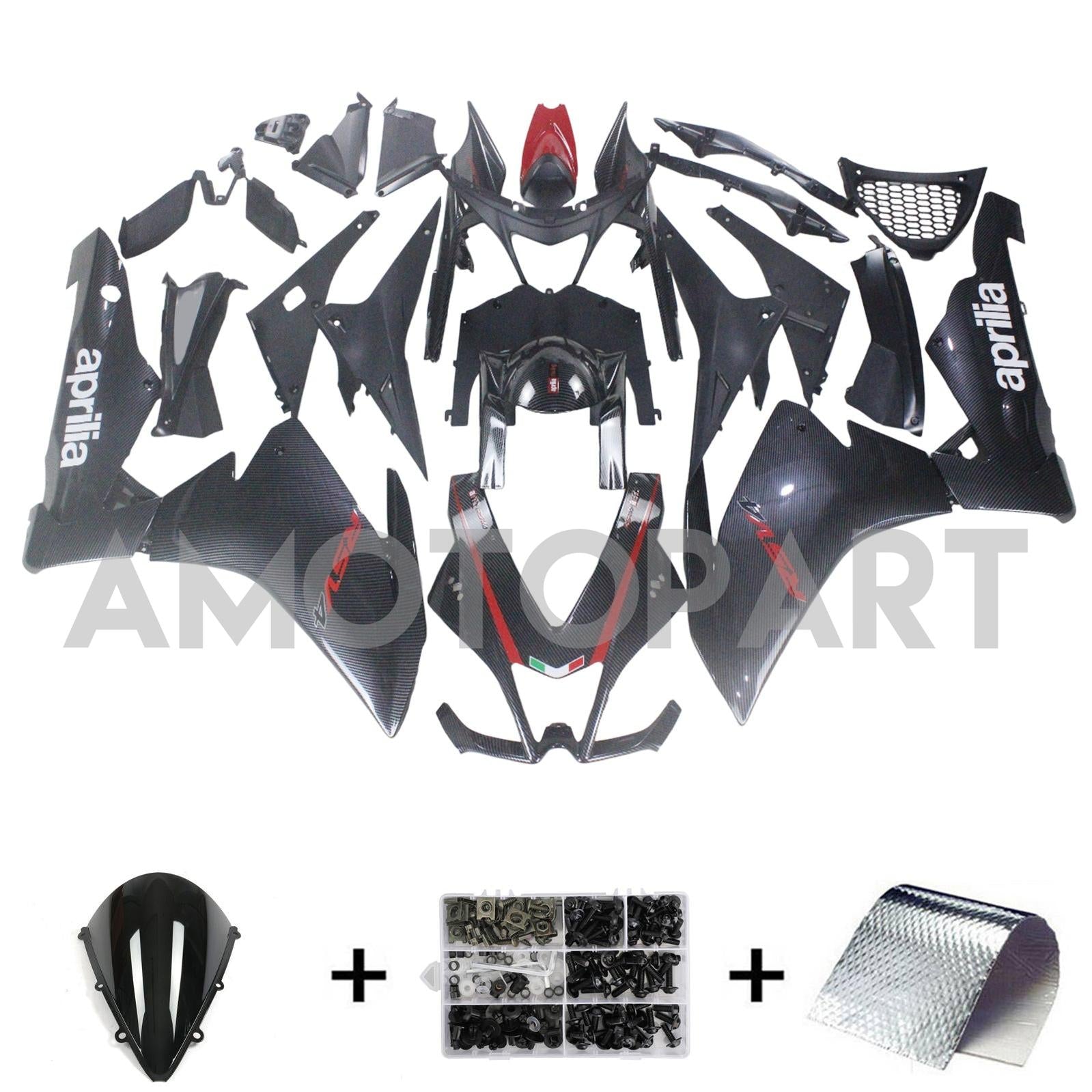 Amotopart 2009-2015 Aprilia RSV4 1000 Carbon Fiber Black Fairing Kit
