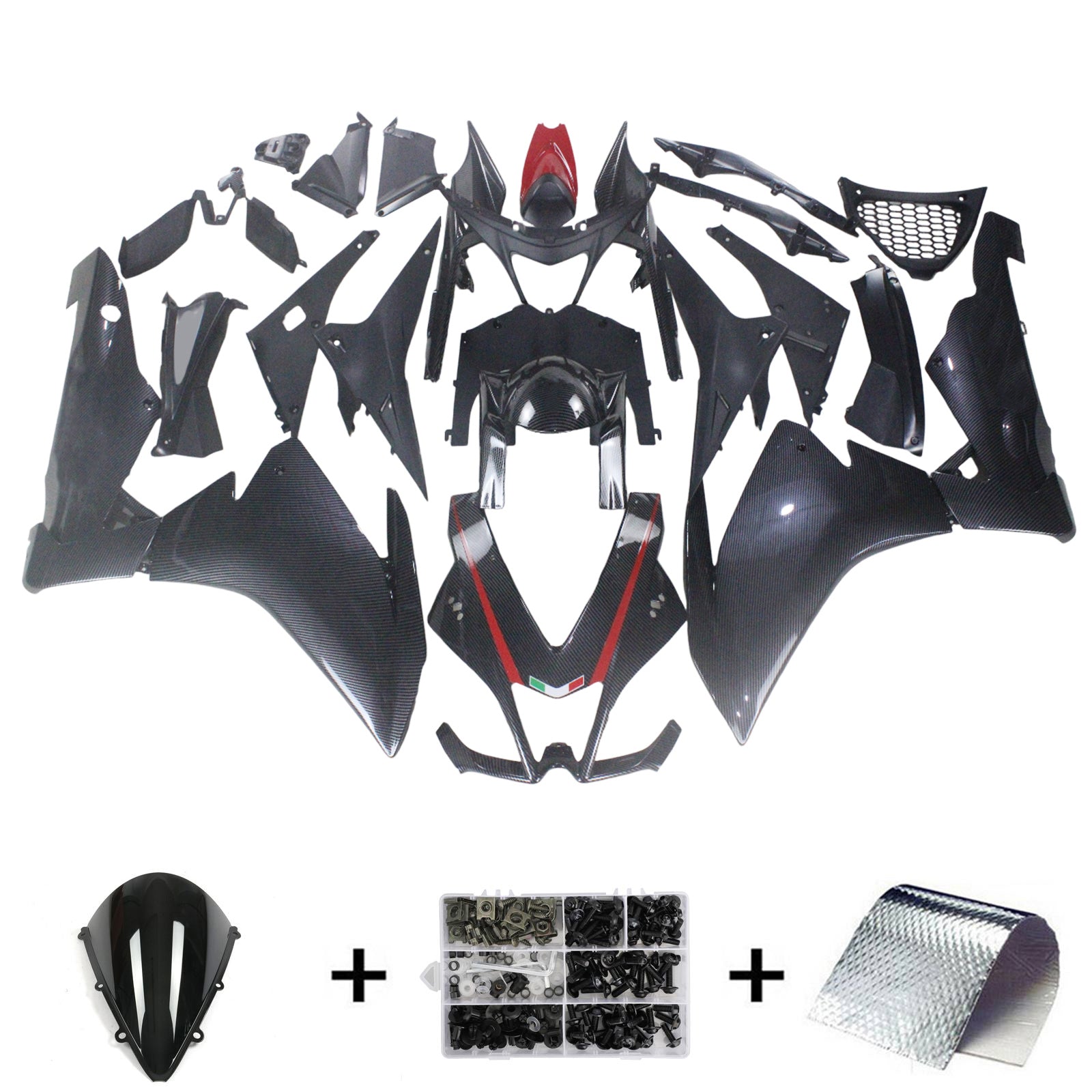 Amotopart 2009-2015 Aprilia RSV4 1000 Carbon Fiber Black Fairing Kit