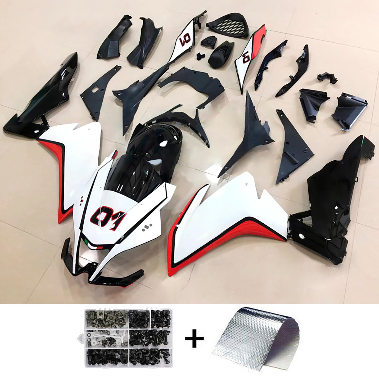 Amotopart 2009-2015 Aprilia RSV4 1000 White Red Black Fairing Kit