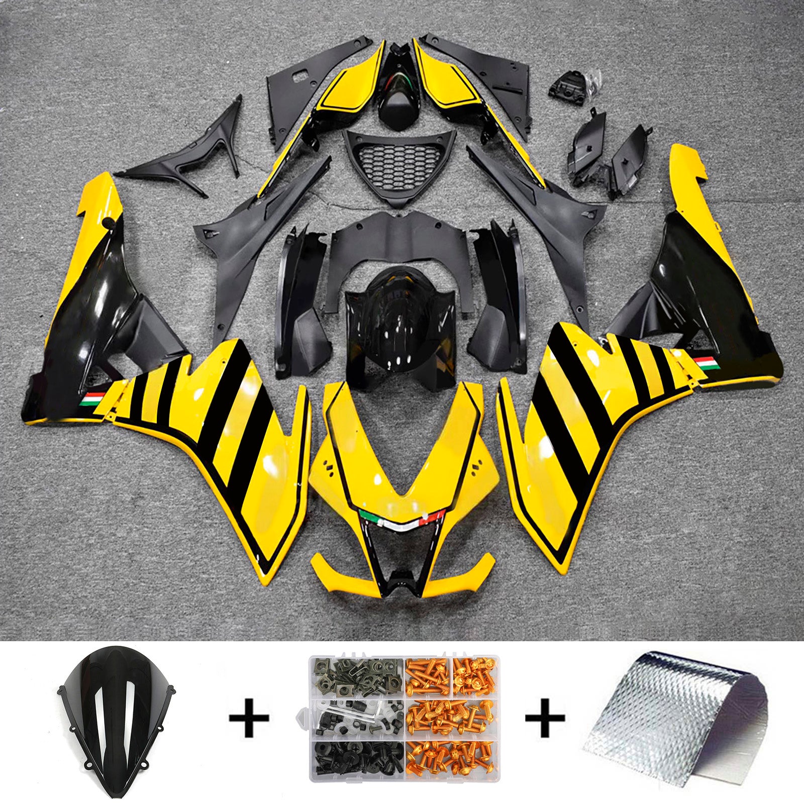Amotopart 2009-2015 Aprilia RSV4 1000 żółty czarny zestaw owiewki