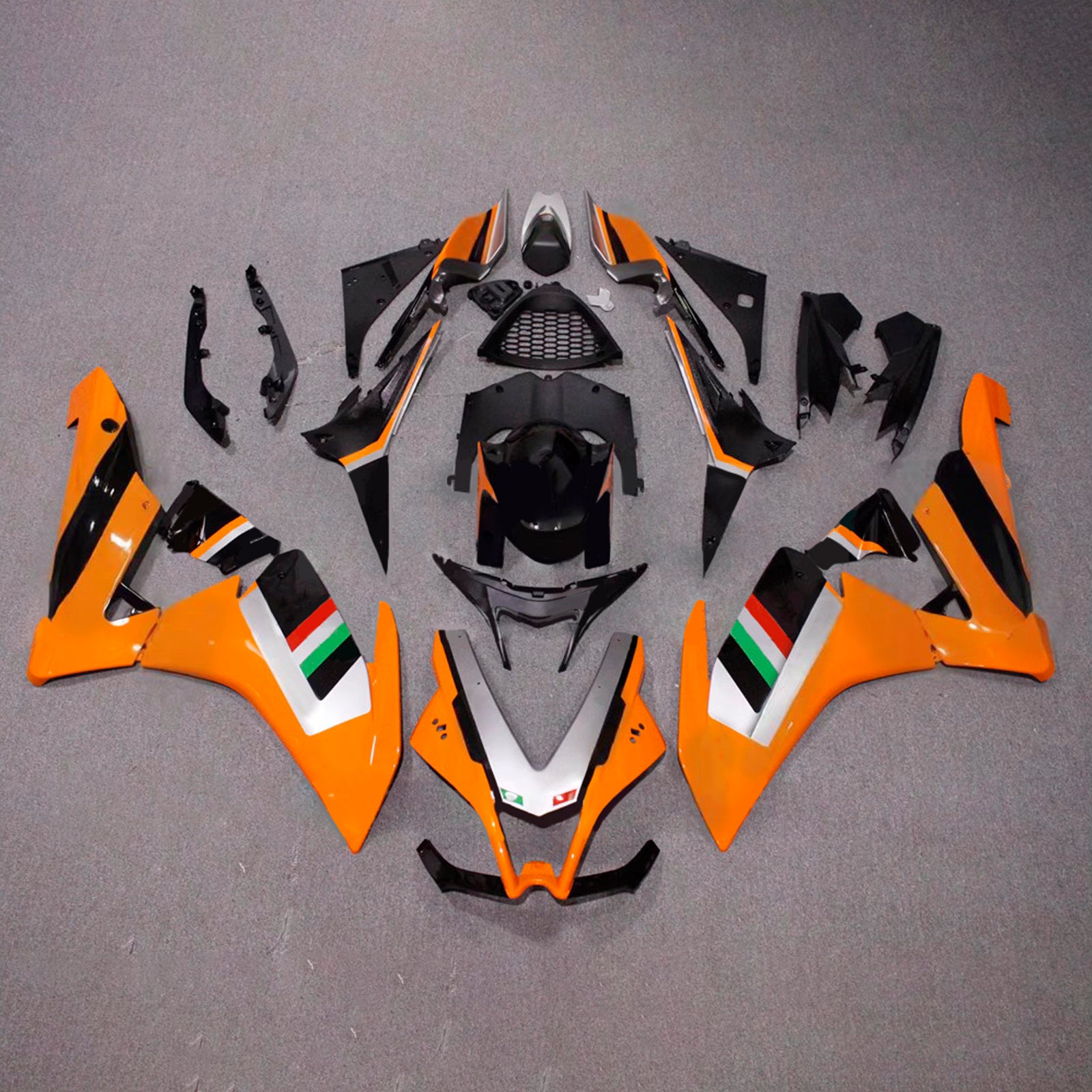 Amotopart 2009-2015 Aprilia RSV4 1000 Orange Black Fairing Zestaw