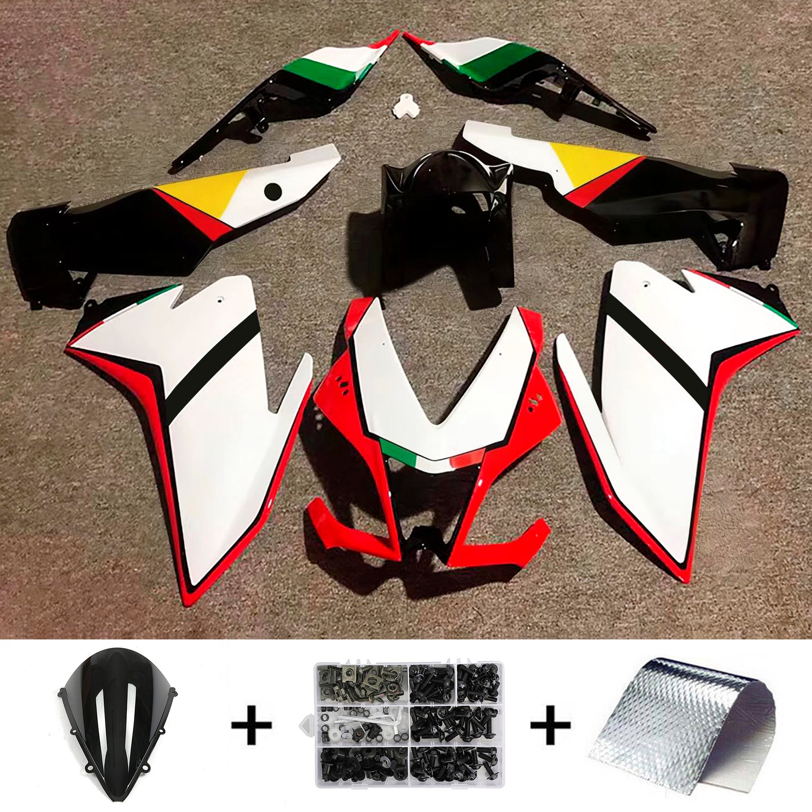 Amotopart 2009-2015 Aprilia RSV4 1000 biały żółty czerwony zestaw owiewki