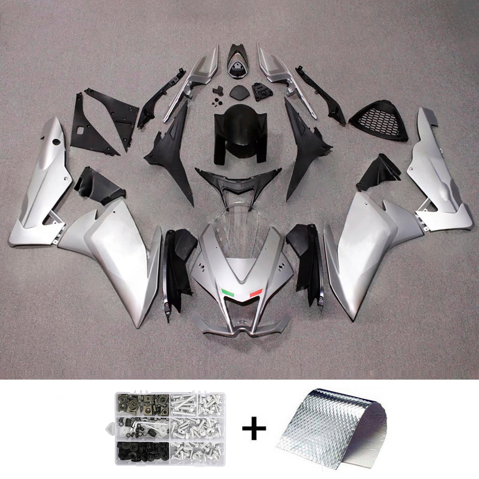 Amotopart 2009-2015 Aprilia RSV4 1000 Srebrny czarny zestaw owiewki