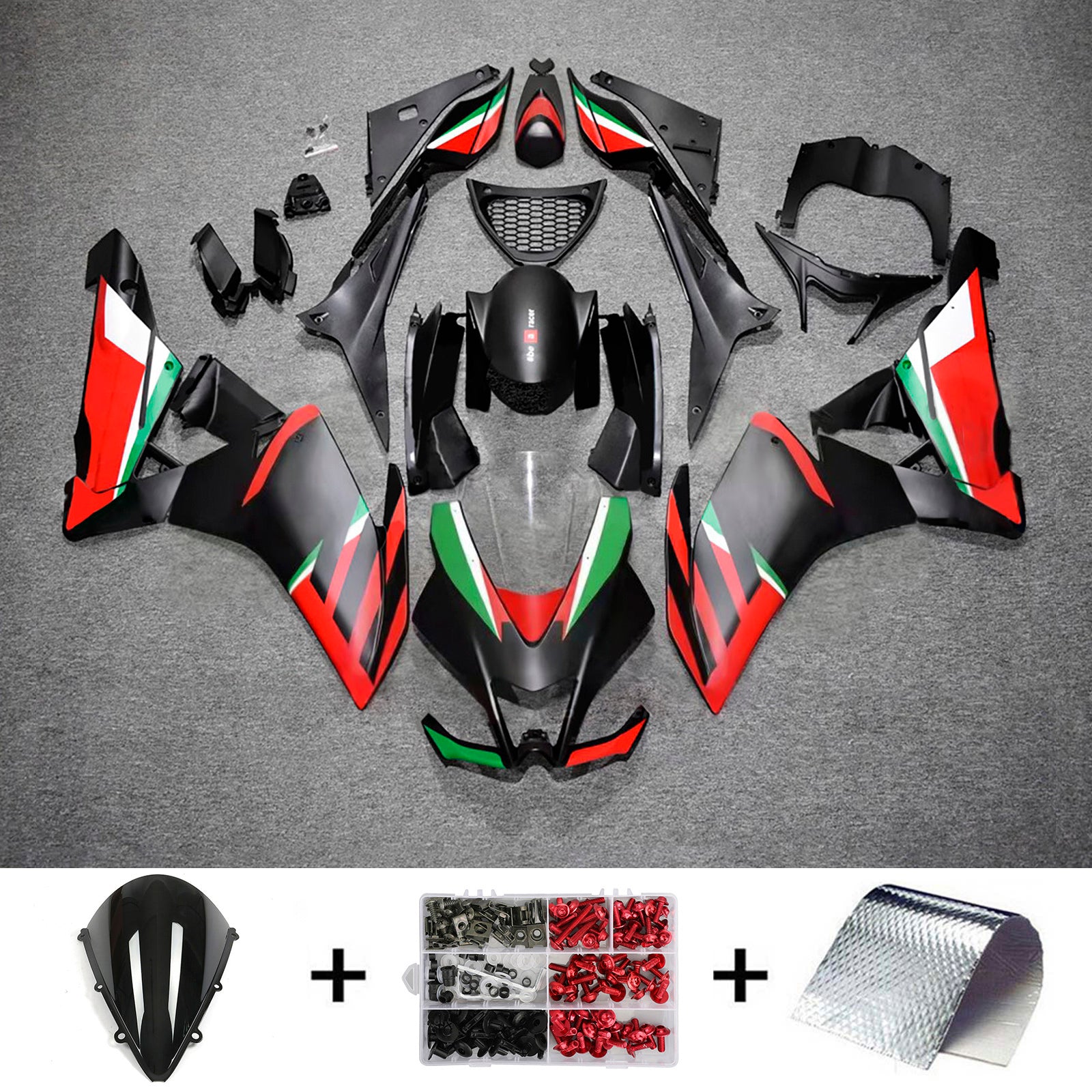 Amotopart 2009-2015 Aprilia RSV4 1000 Red Green Black Fairing Kit