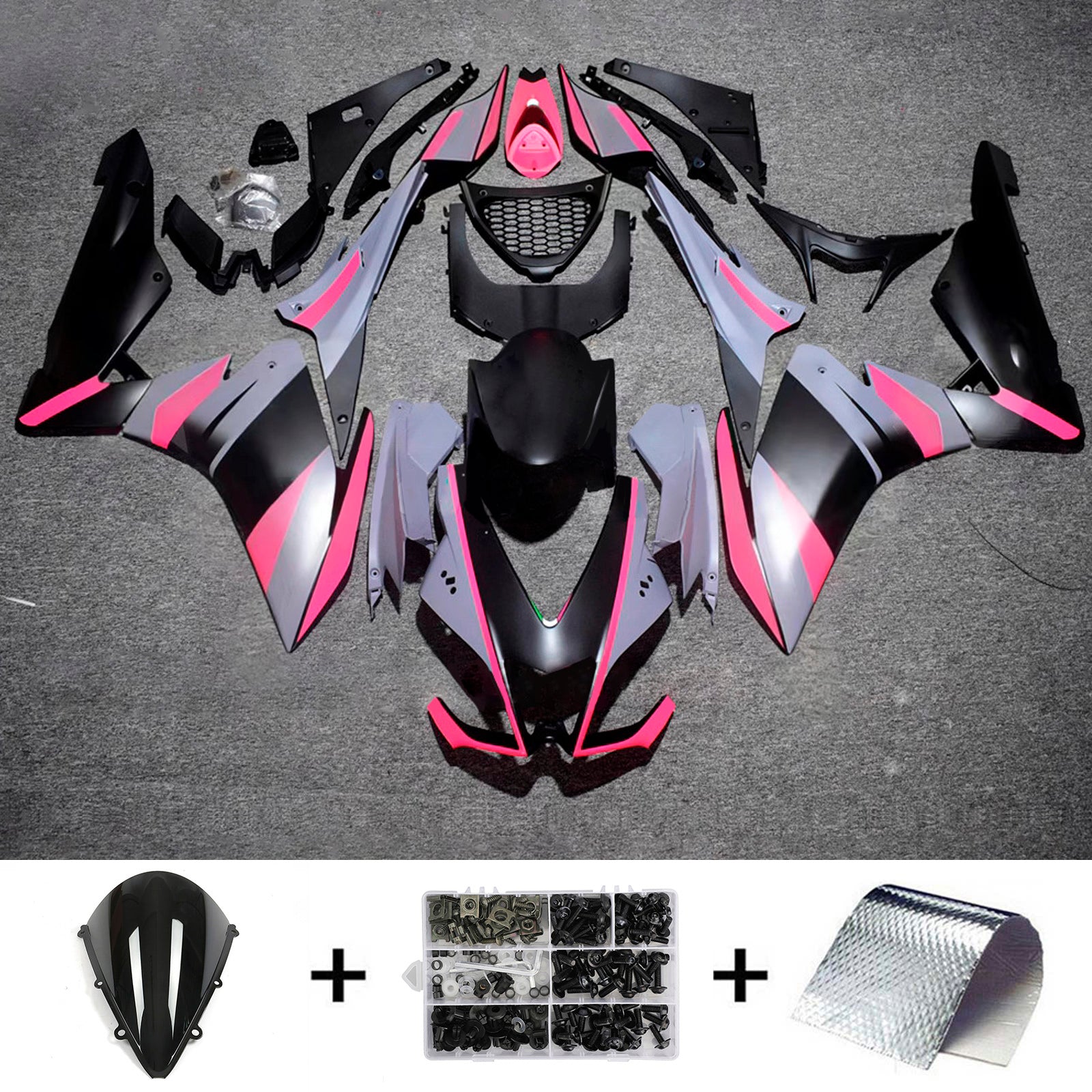Amotopart 2009-2015 Aprilia RSV4 1000 Różowy szary czarny zestaw owiewki