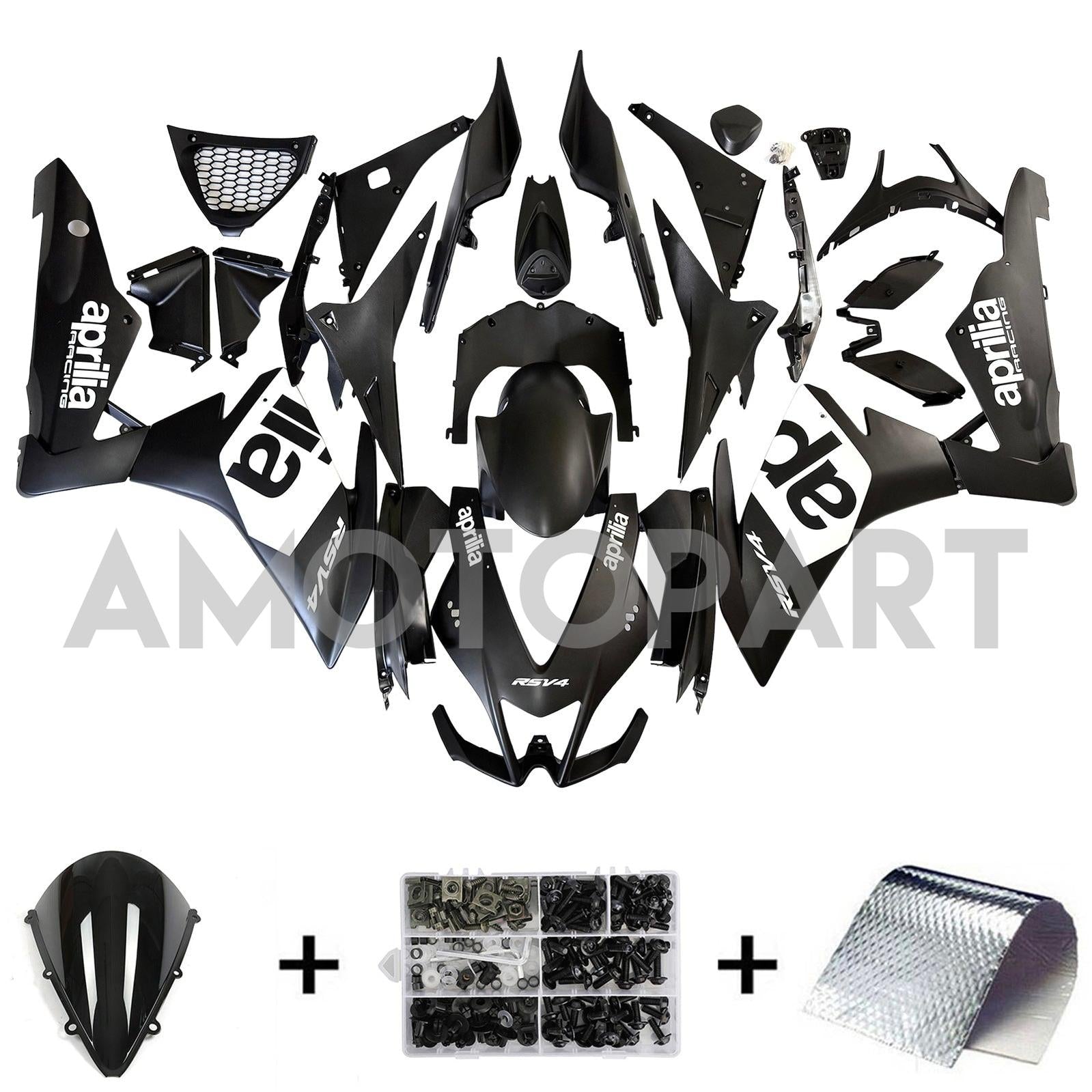 Amotopart 2009-2015 Aprilia RSV4 1000 White Black Fairing Kit