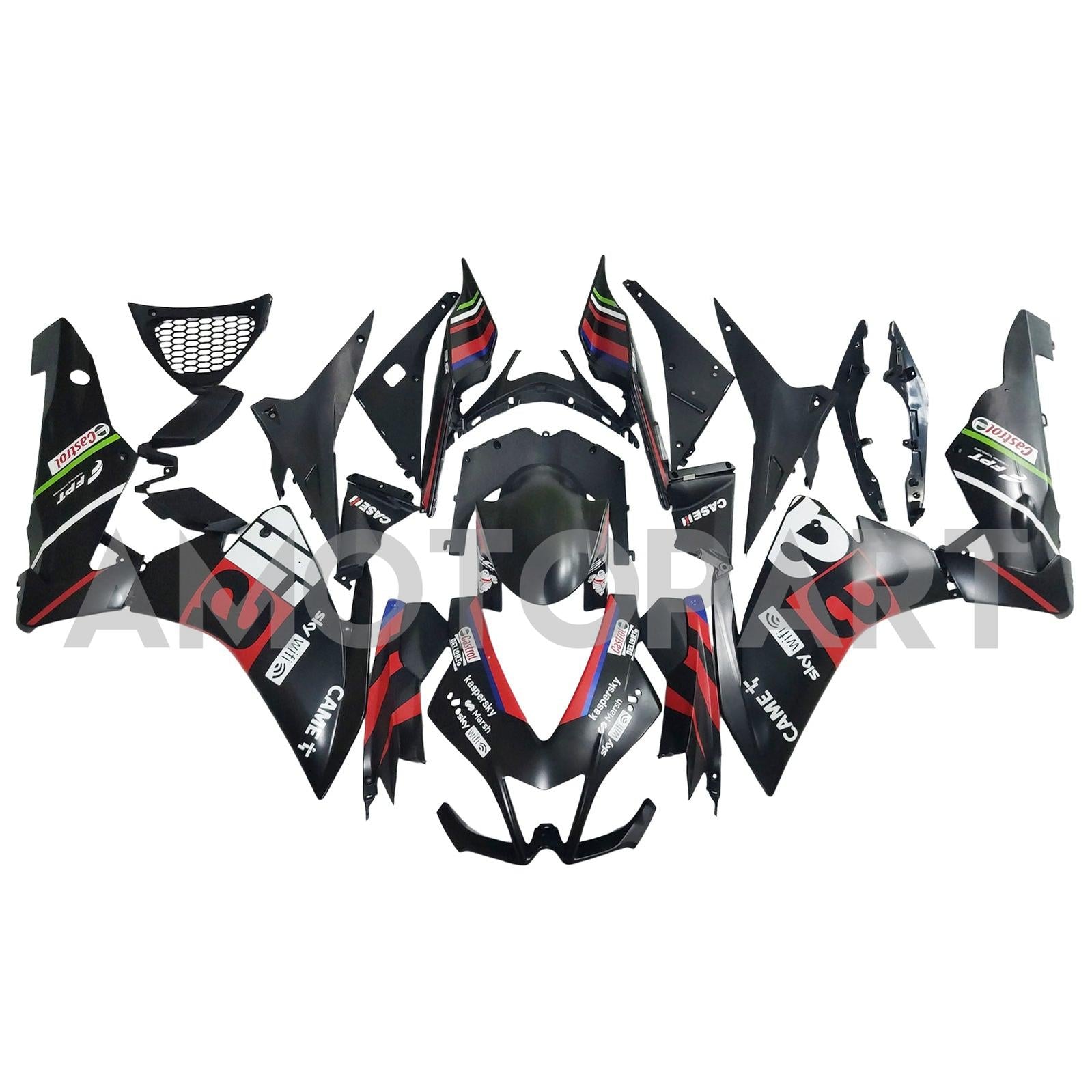 Amotopart 2009-2015 Aprilia RSV4 1000 Matte Black Red Fairing Kit