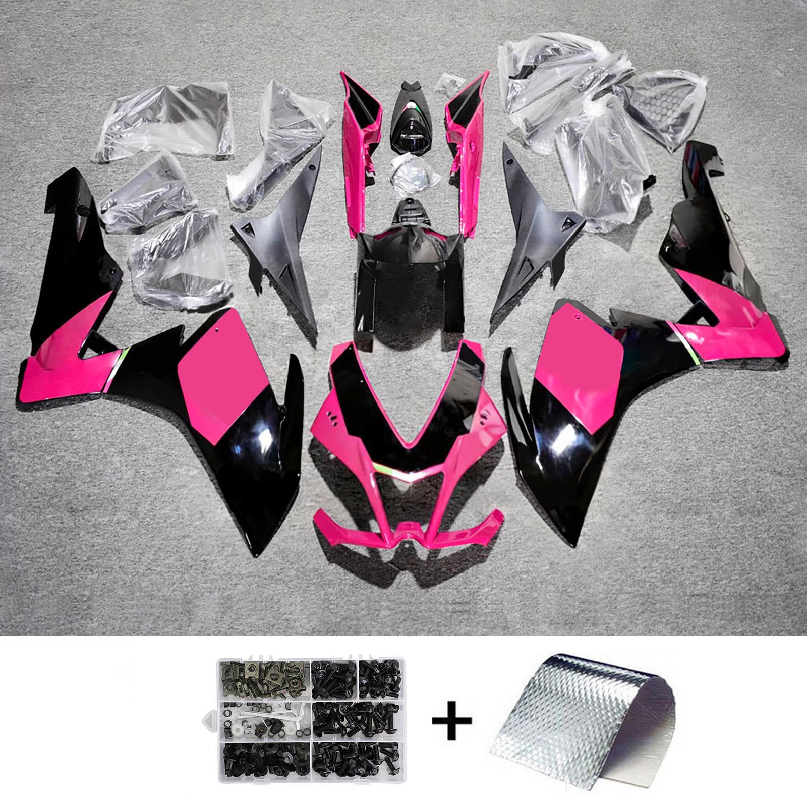Amotopart 2009-2015 Aprilia RSV4 1000 Pink Black Fairing Zestaw