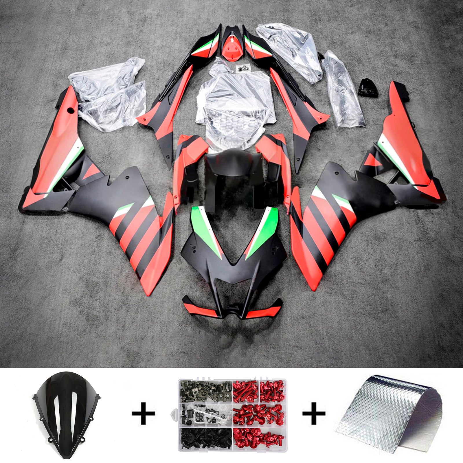 Amotopart 2009-2015 Aprilia RSV4 1000 Black Orange Fairing Zestaw