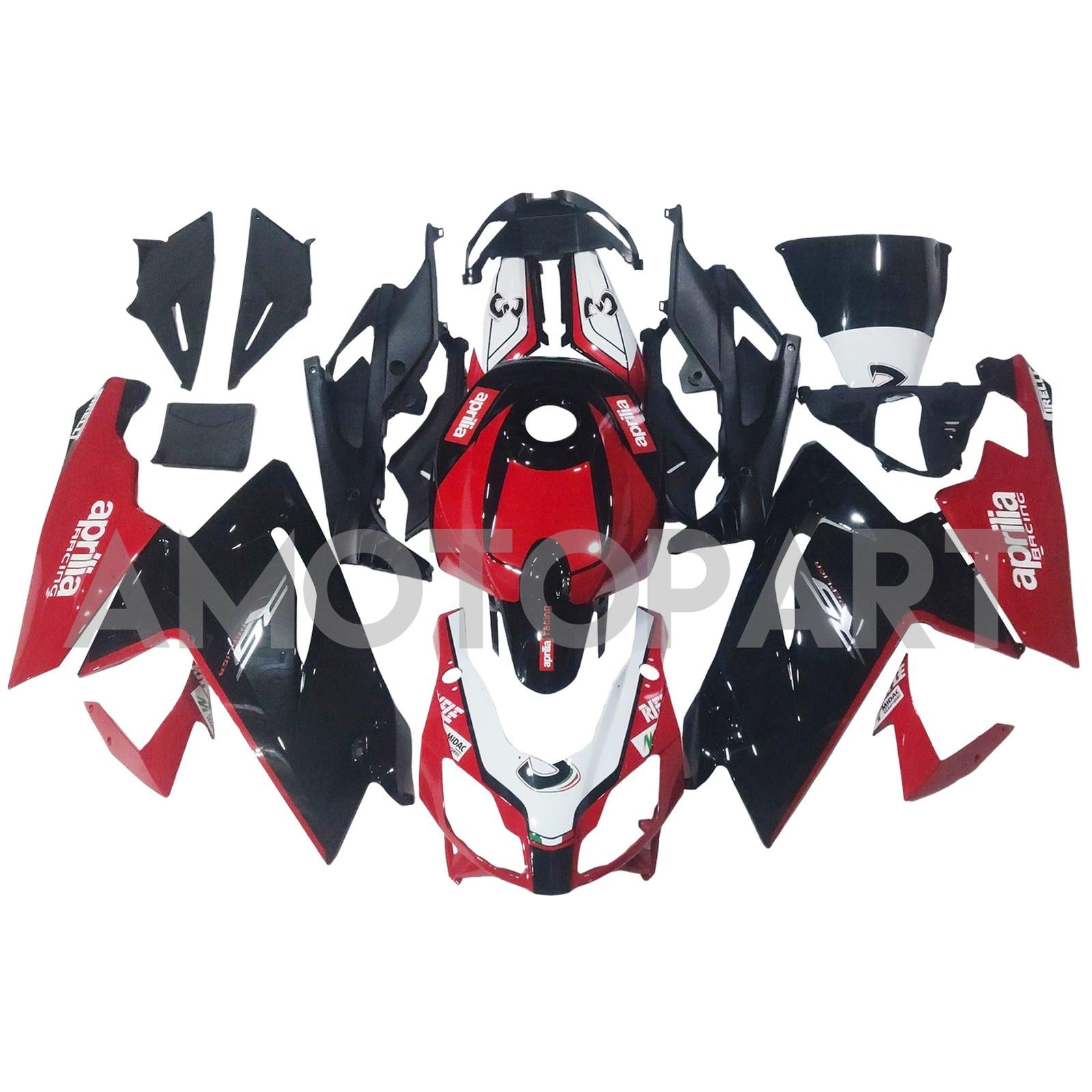 Amotopart Aprilia RS125 2006-2011 Noir&Kit de carénage rouge