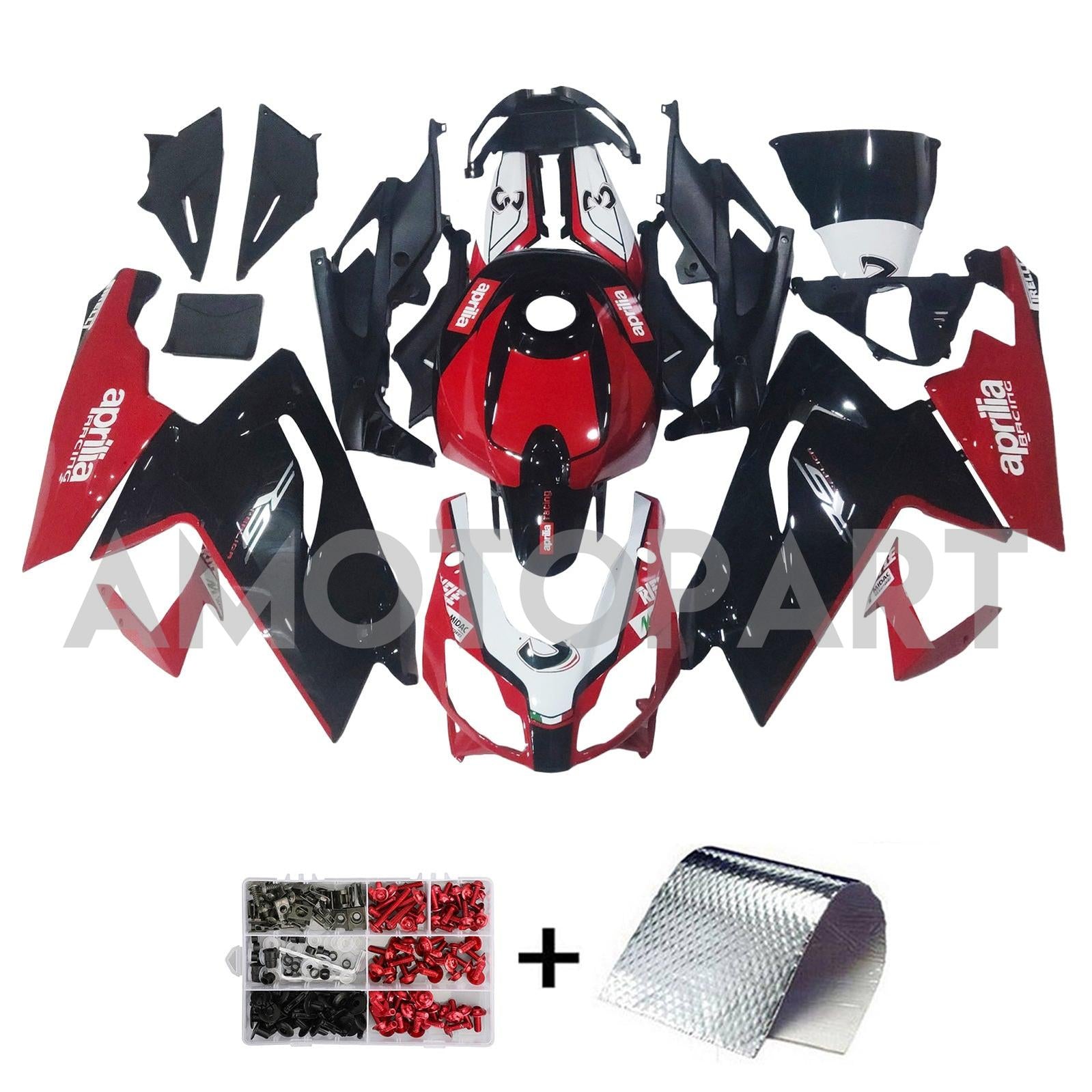 Amotopart Aprilia RS125 2006-2011 Noir&Kit de carénage rouge