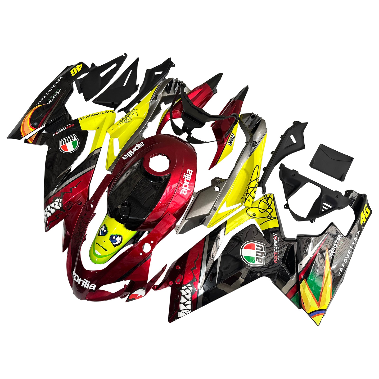 Amotopart Aprilia 2006-2011 RS125 Red&Yellow Monster Sharkteeth Fairing Kit