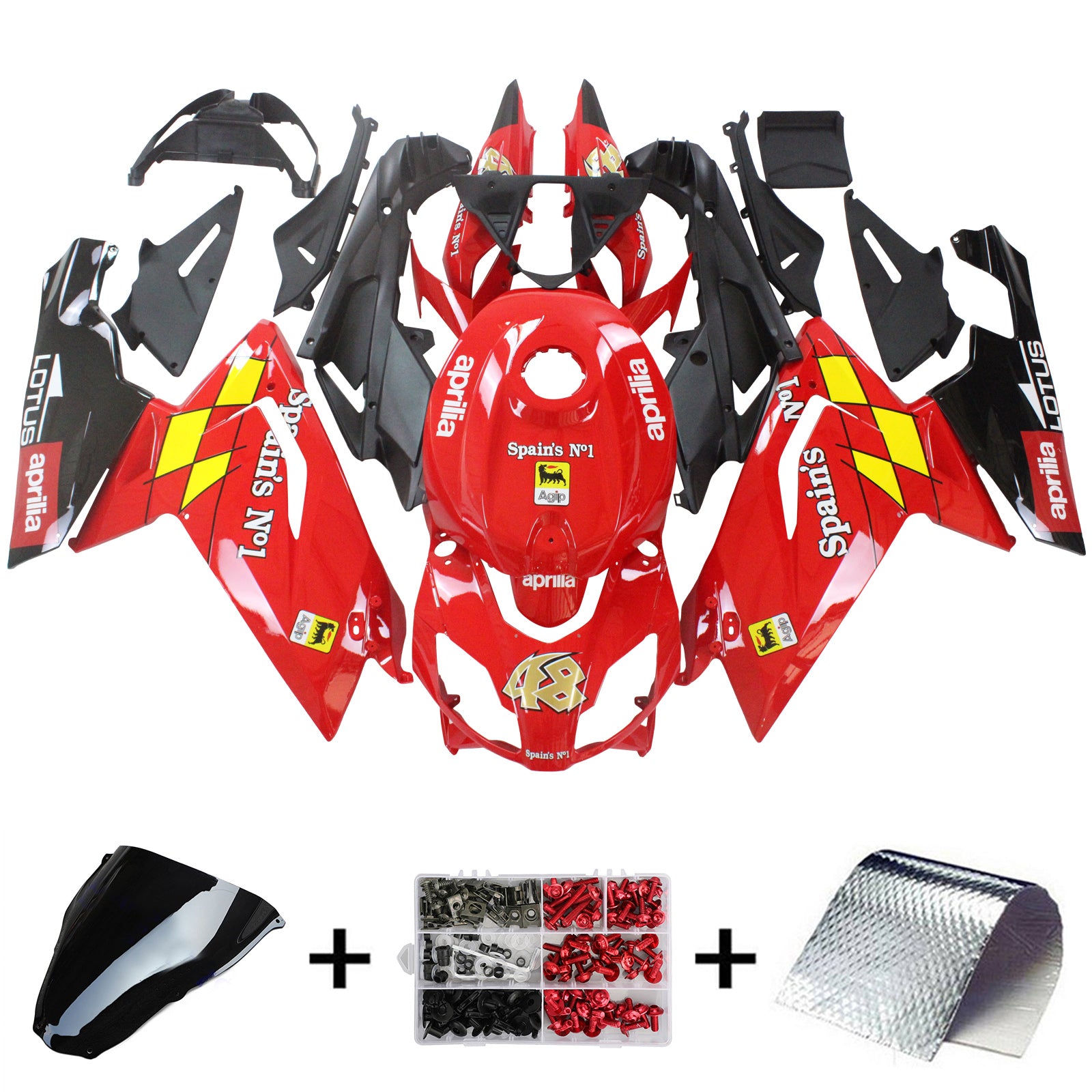 Kit de carenado Amotopart Aprilia 2006-2011 RS125 rojo