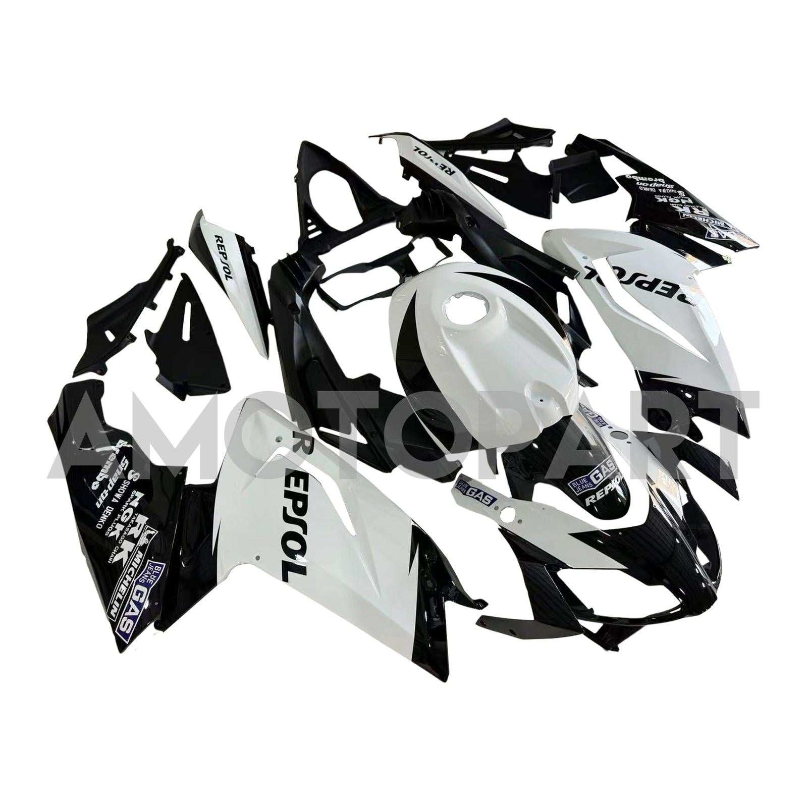 Amotopart Aprilia 2006-2011 RS125 ホワイト&ブラック Repjol フェアリングキット
