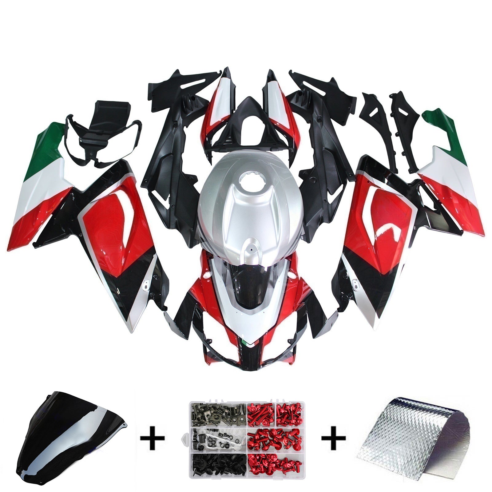 Amotopart 2006-2011 RS125 Aprilia Red & Green Style1 Fairing Kit