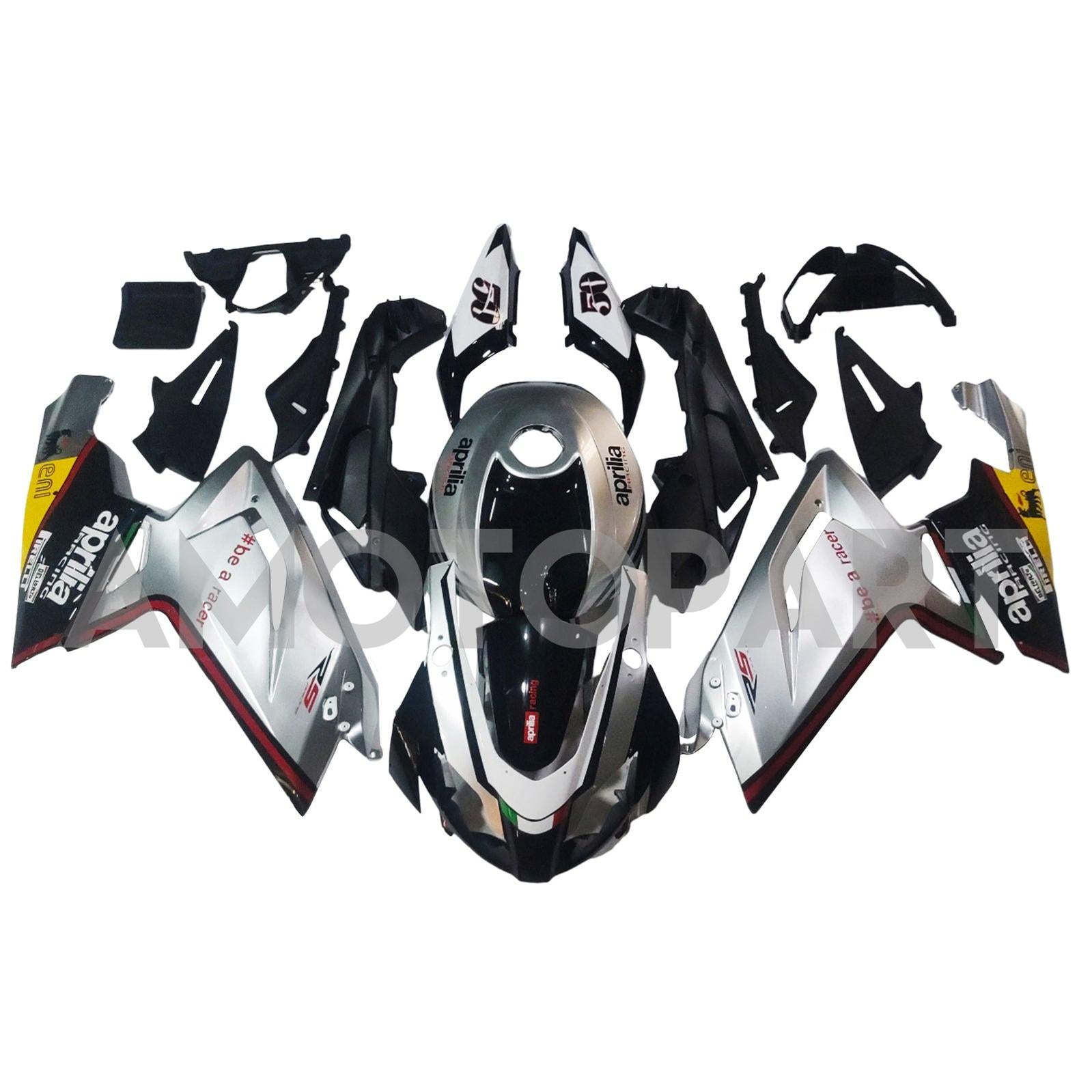 Amotopart 2006-2011 RS125 Aprilia Blanc&Kit de carénage noir avec logo