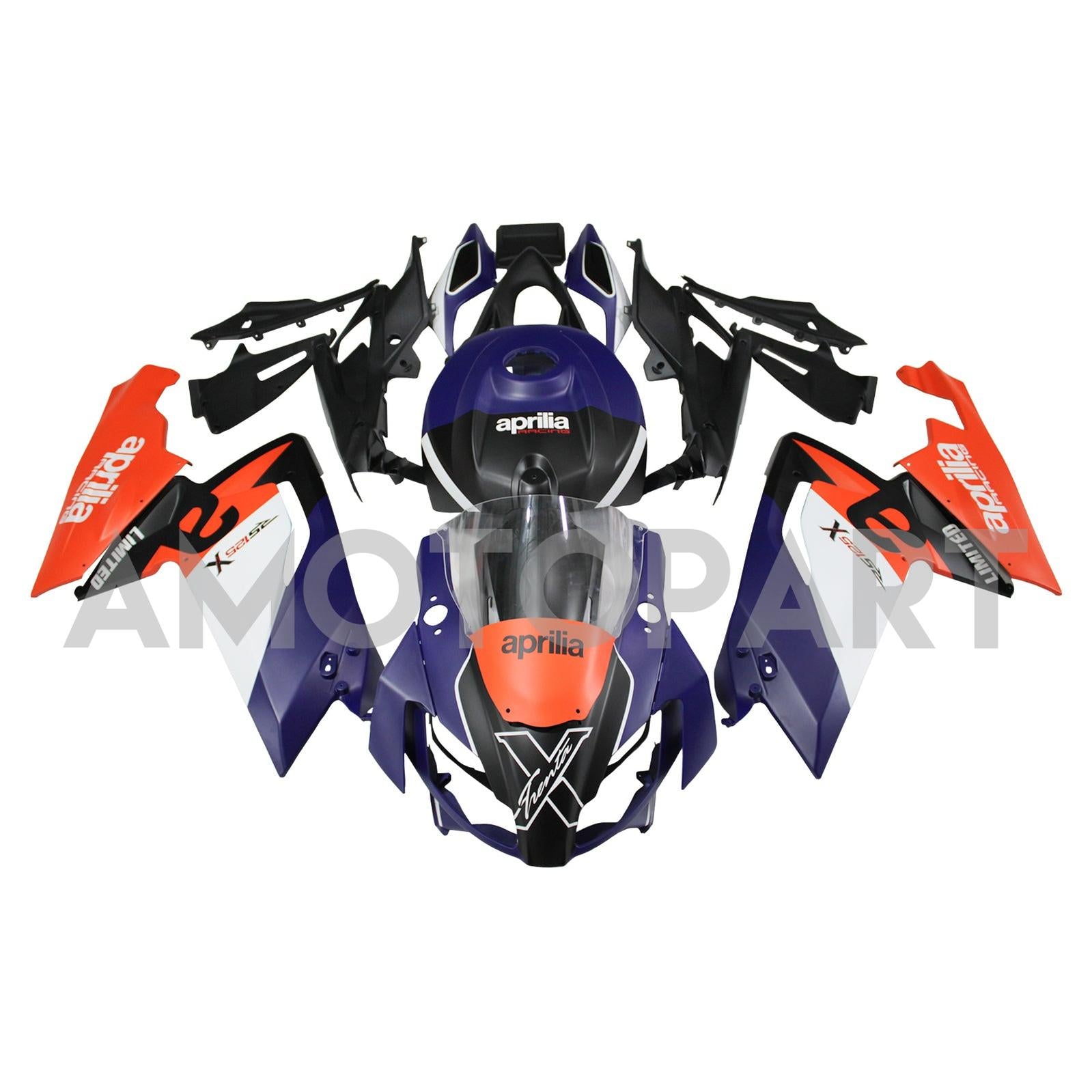 Amotopart 2006-2011 RS125 Aprilia Orange&Blue Fairing Kit