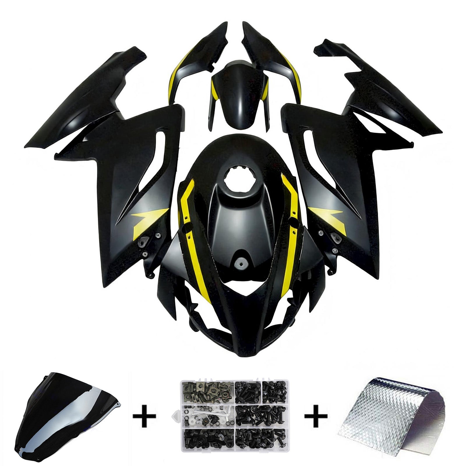 Amotopart 2006-2011 RS125 Aprilia Black&Yellow Fairing Kit