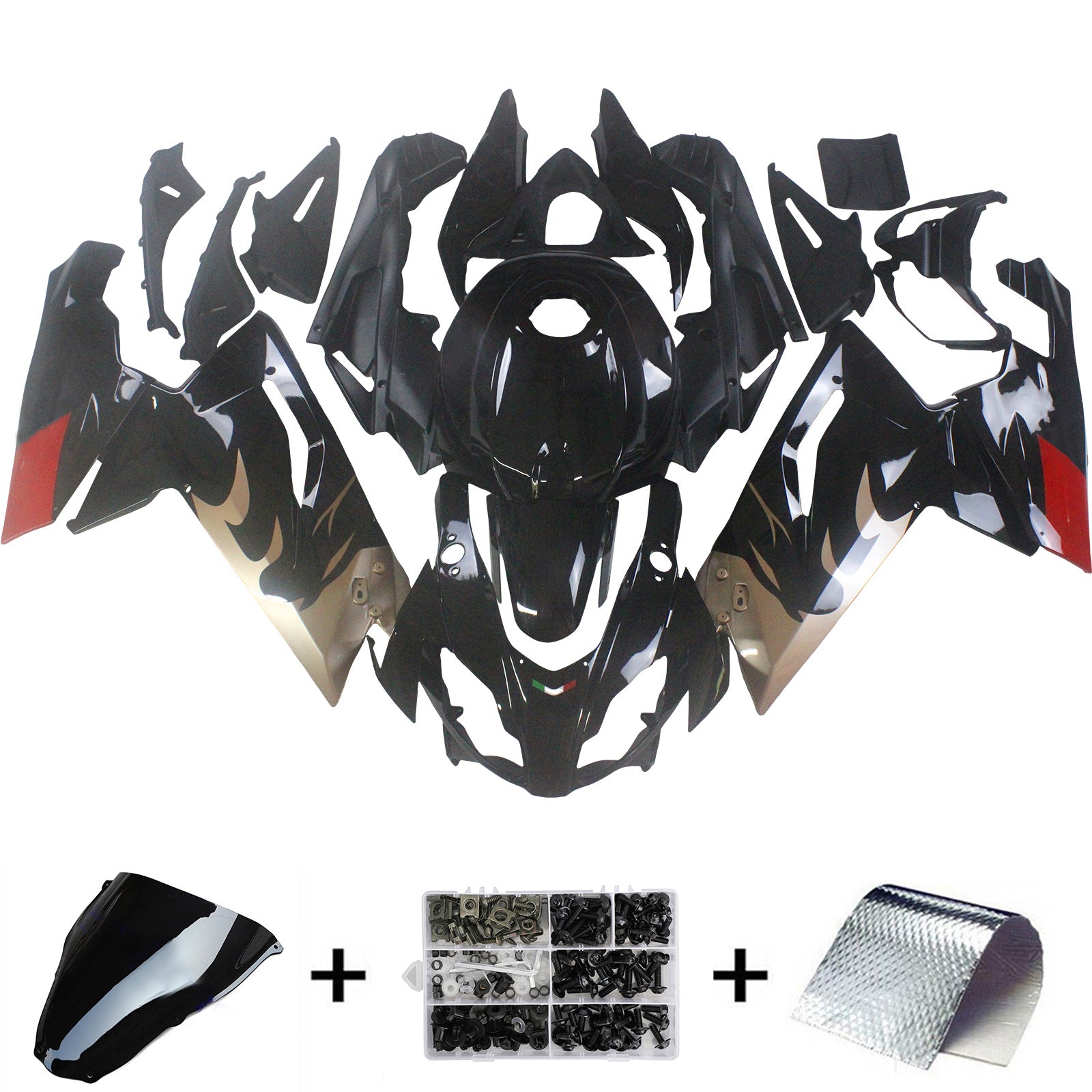 AMOTOPART 2006-2011 RS125 APRILIA GLOSS Black & Red Fairing Kit