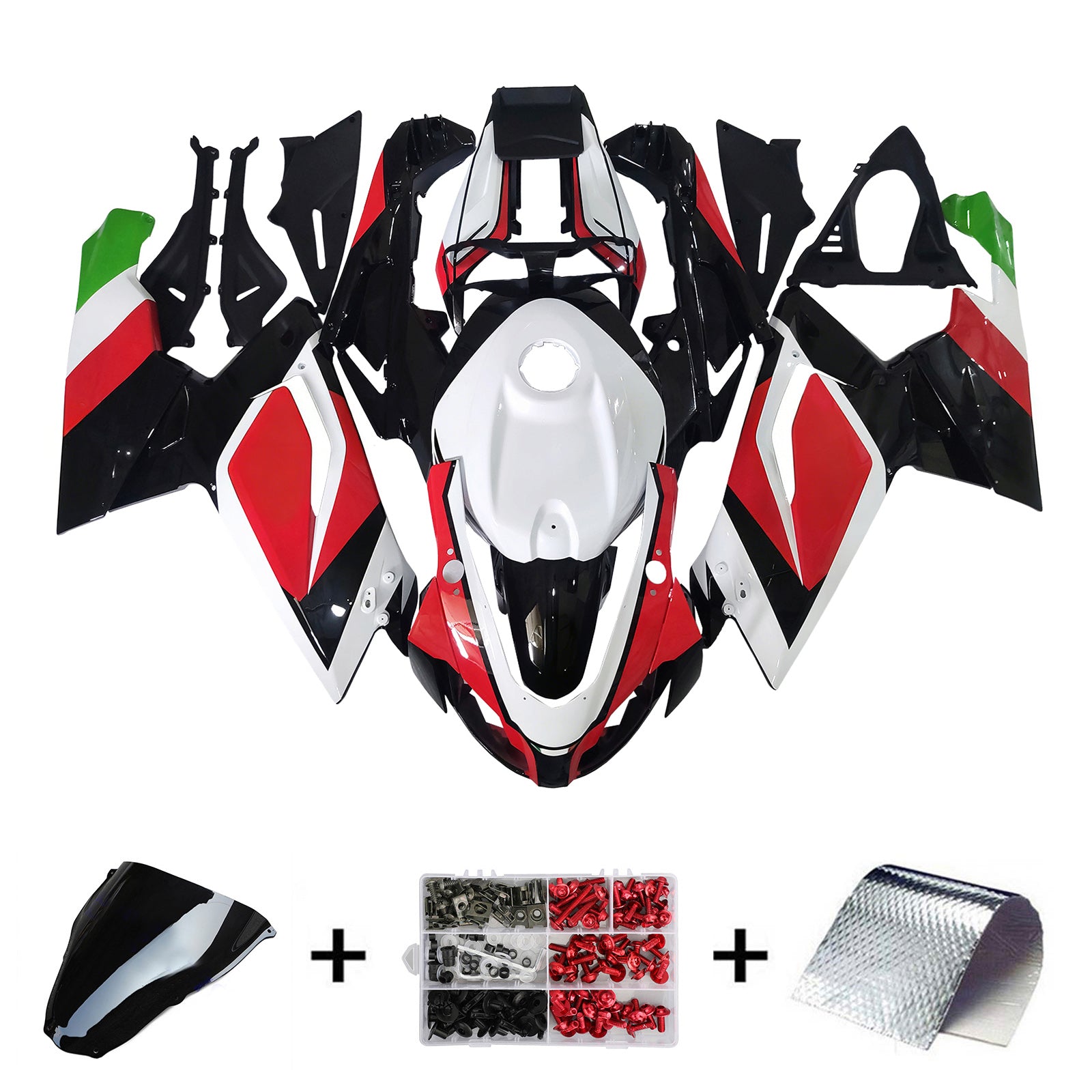 Amotopart 2006-2011 Aprilia RS125 White Black Red Fairing Kit