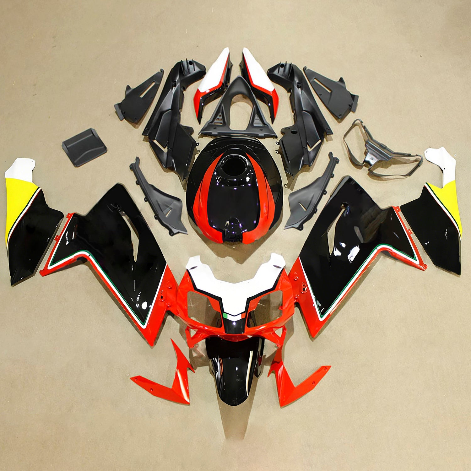 Amotopart 2006–2011 Aprilia RS125 Weiß Rot Schwarz Gelb Verkleidungsset