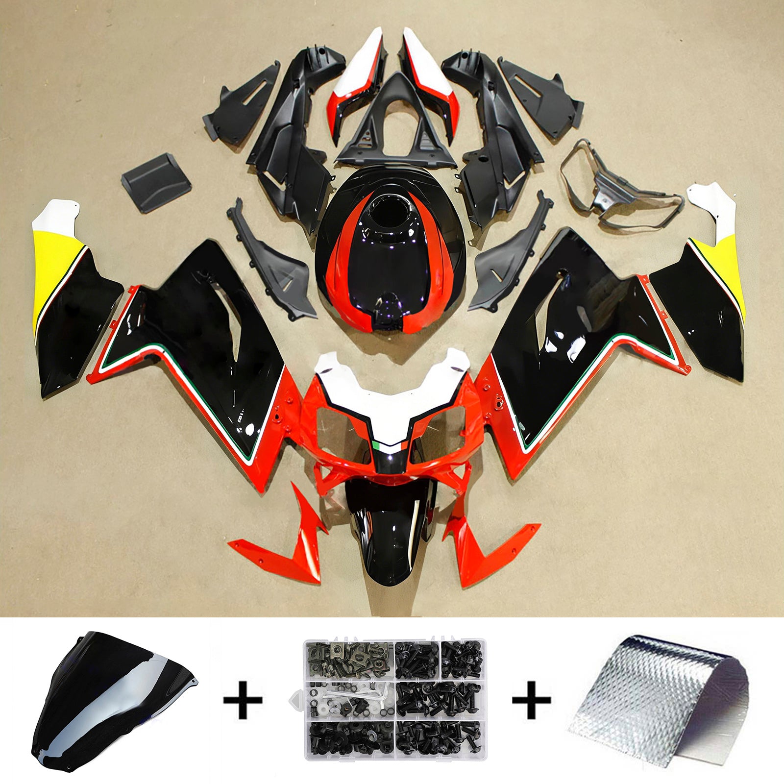 Amotopart 2006–2011 Aprilia RS125 Weiß Rot Schwarz Gelb Verkleidungsset