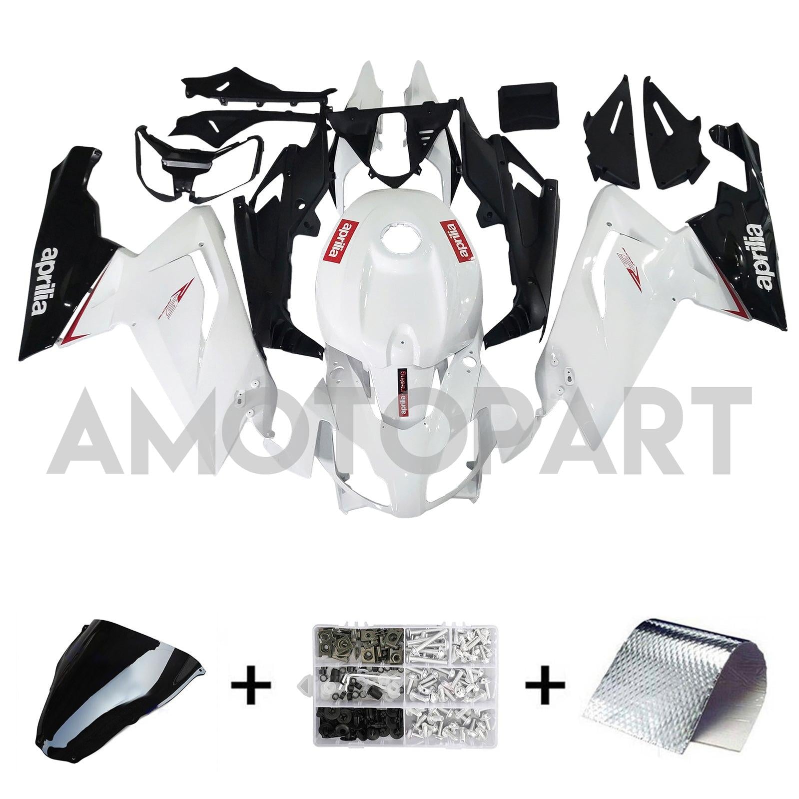 Amotopart 2006-2011 Aprilia RS125 Kit de carénage noir blanc brillant