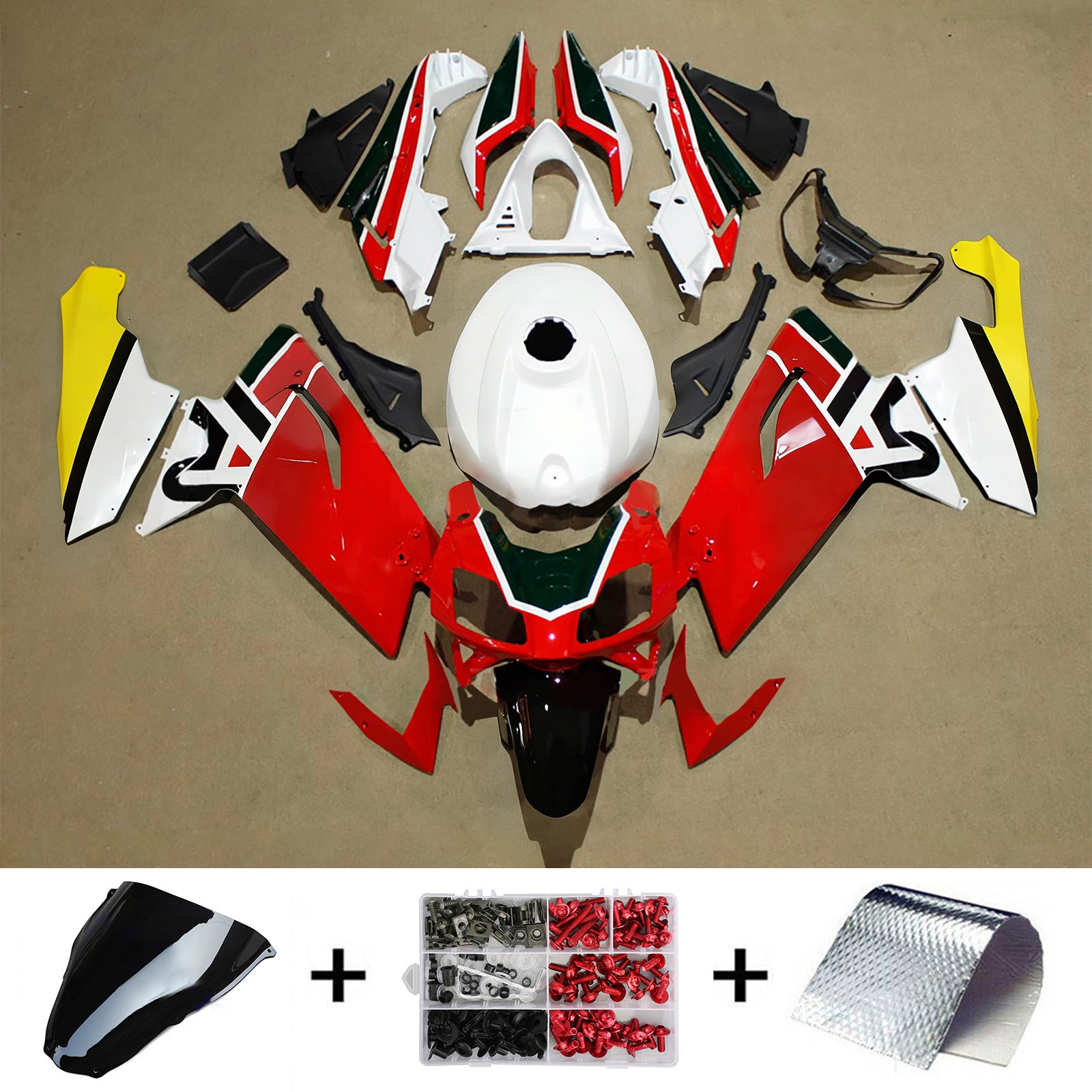 Amotopart 2006–2011 Aprilia RS125 weiß-rotes Verkleidungsset