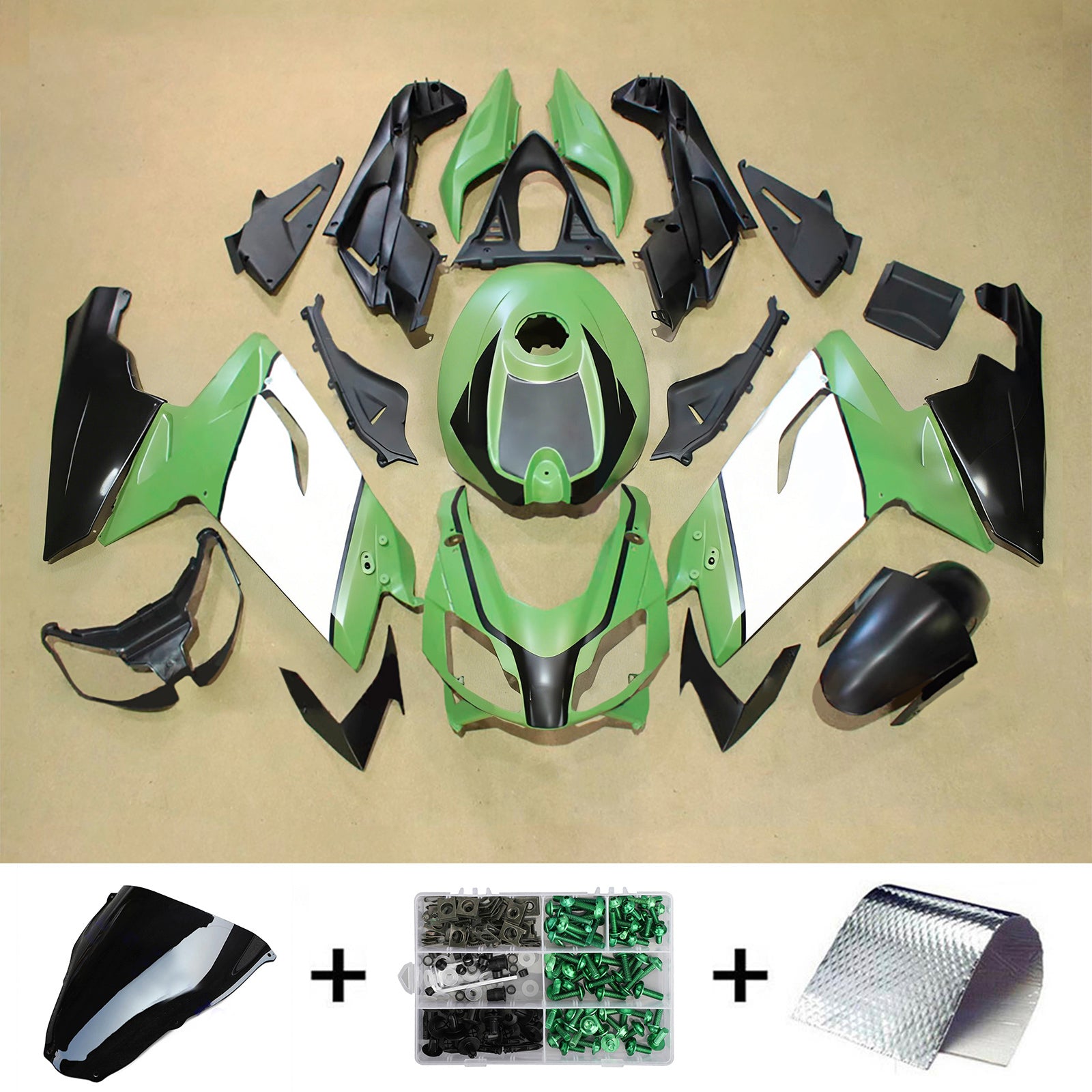 Amotopart 2006–2011 Aprilia RS125 Grün Schwarz Weiß Verkleidungsset