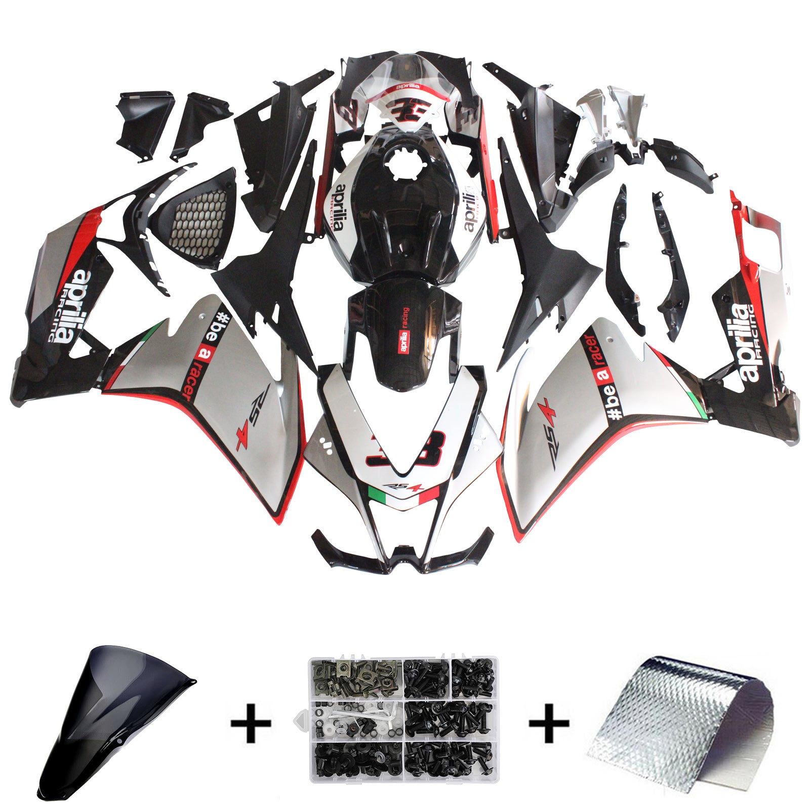 Amotopart 2012-2016 Aprilia RS4 RS125 RS50 Sliver&Black Fairing Kit