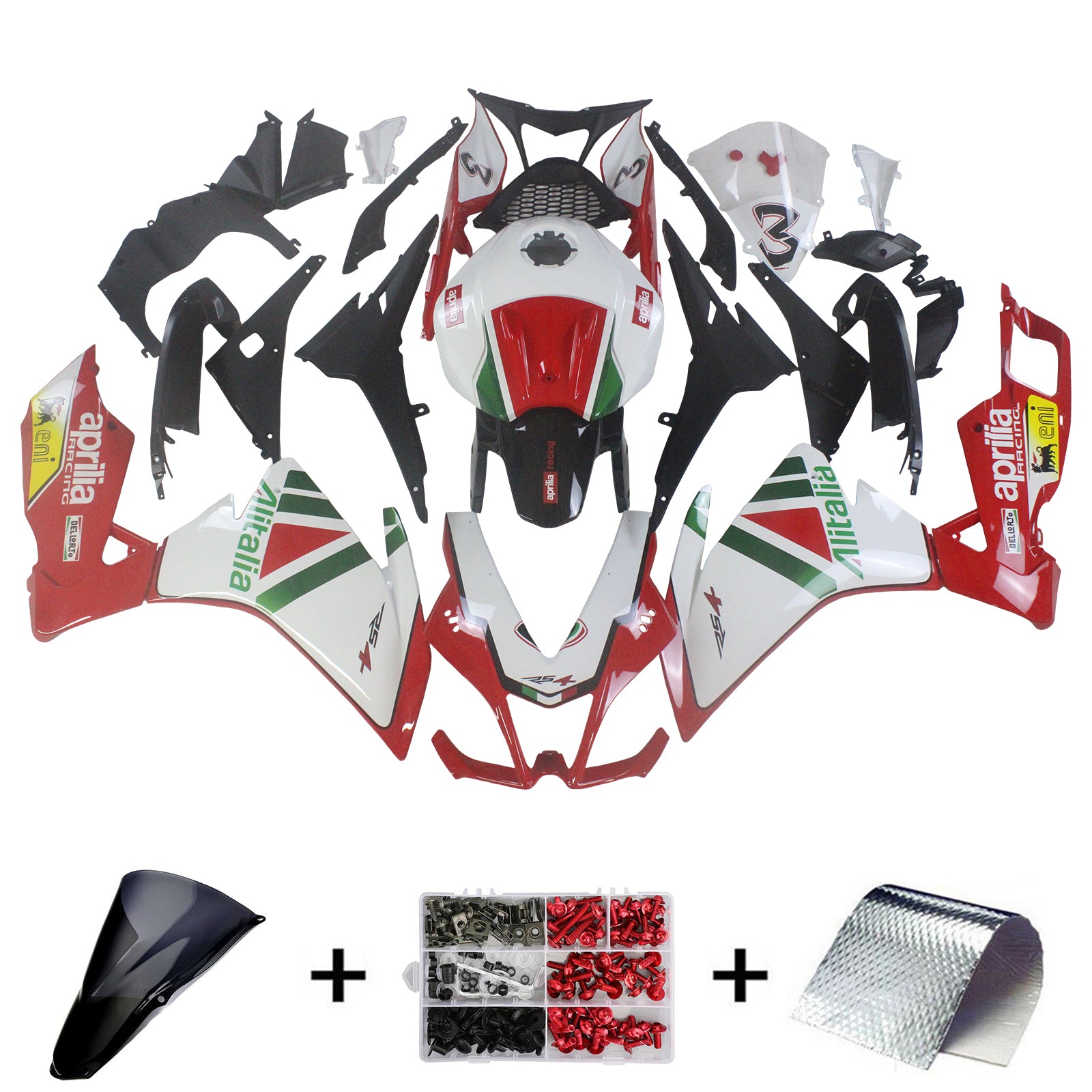 Amotopart 2012-2016 Aprilia RS4 RS125 RS50 Kit de carenado rojo y blanco