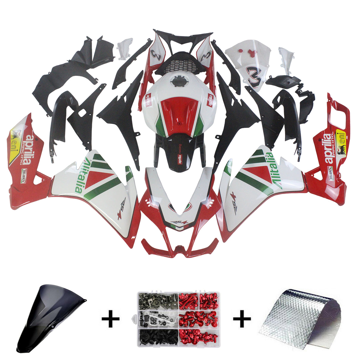 Amotopart 2012-2016 Aprilia RS4 RS125 RS50 Kit de carénage rouge et blanc