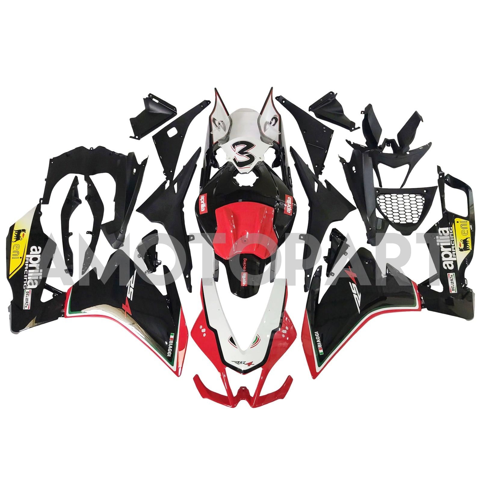Amotopart 2012-2016 Aprilia RS4 RS125 RS50 Black & Red Fairing Kit