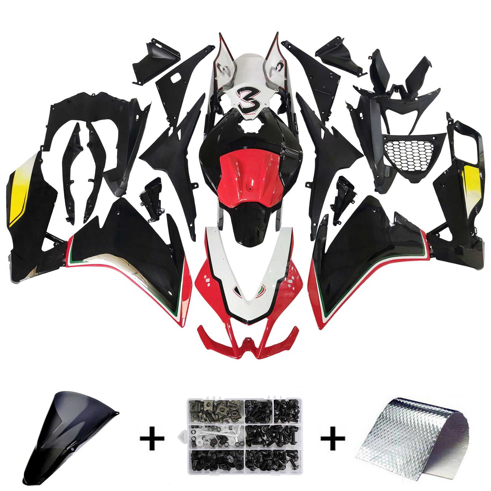 Amotopart 2012-2016 Aprilia RS4 RS125 RS50 Black&Red Fairing Kit