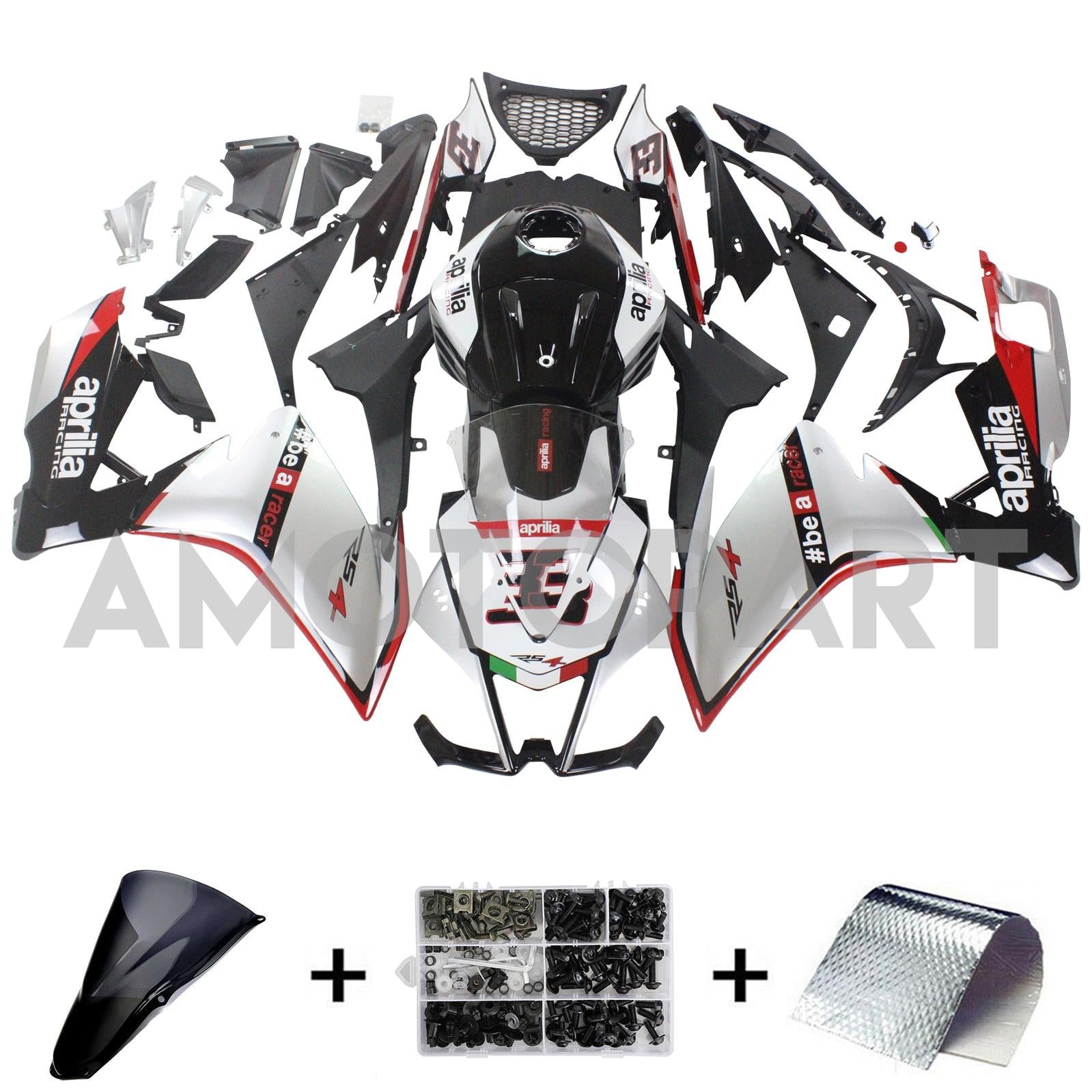 AMOTOPART 2012-2016 APRILIA RS4 RS125 RS50 BLACK & SLIVER FAIRING KIT