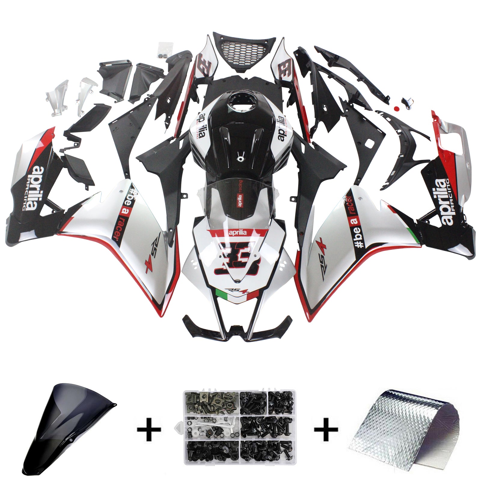 Amotopart 2012-2016 Aprilia RS4 RS125 RS50 Black&Sliver Fairing Kit