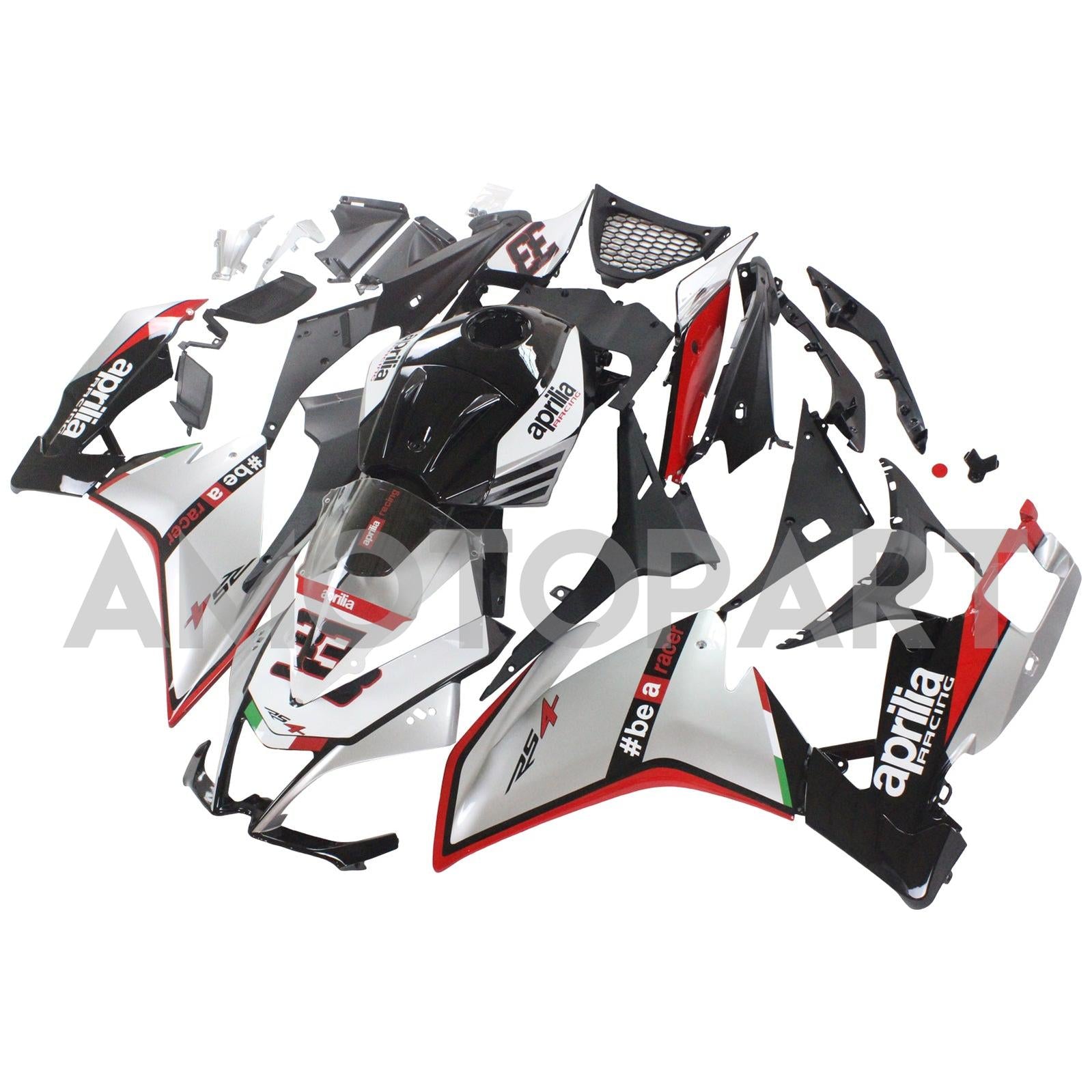 AMOTOPART 2012-2016 APRILIA RS4 RS125 RS50 BLACK & SLIVER FAIRING KIT
