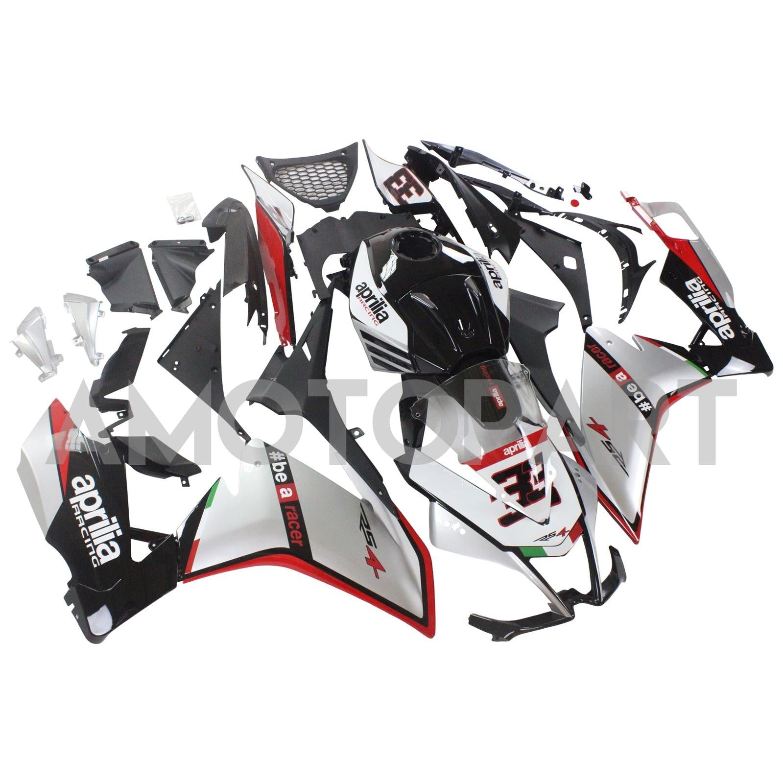 AMOTOPART 2012-2016 APRILIA RS4 RS125 RS50 BLACK & SLIVER FAIRING KIT