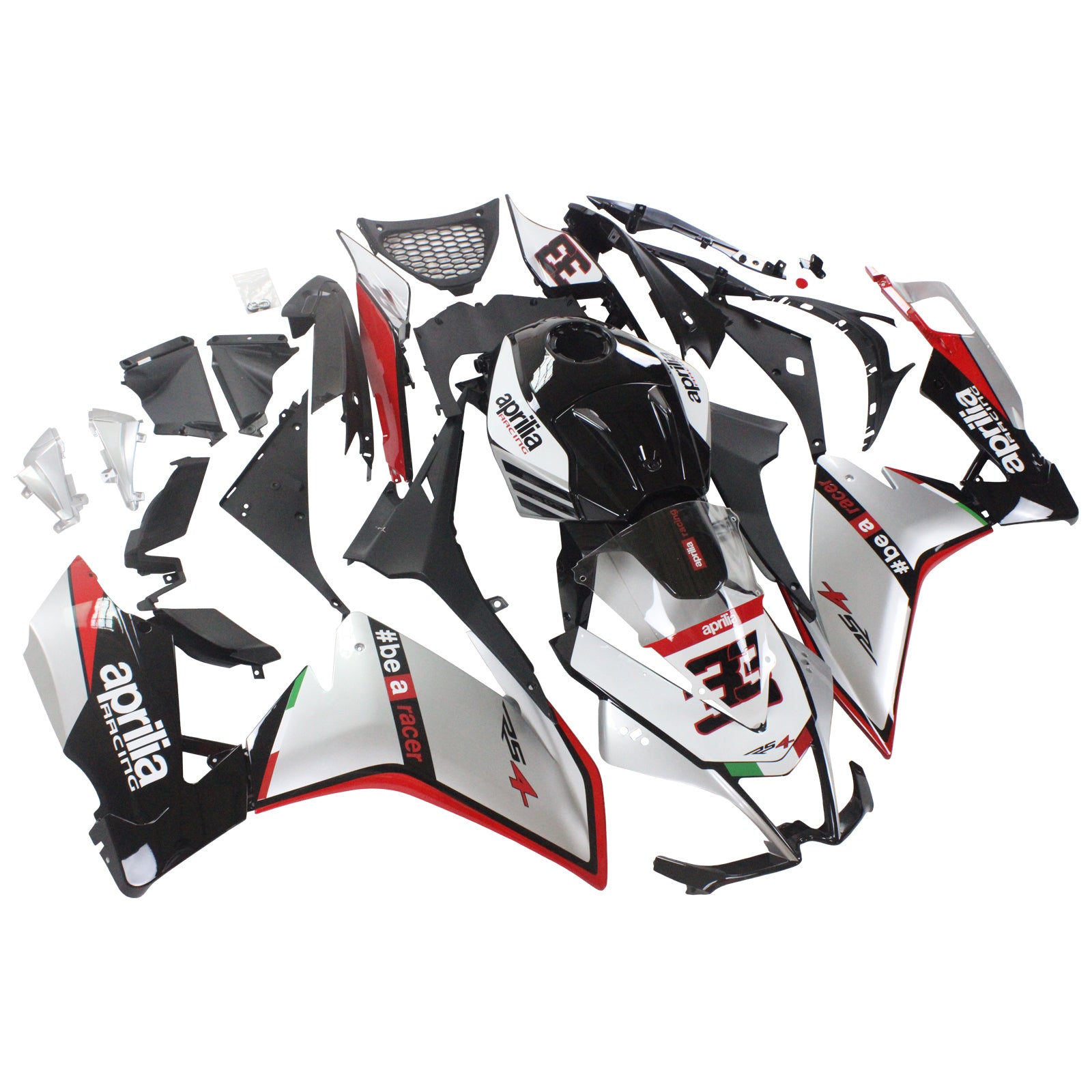 Amotopart 2012-2016 Aprilia RS4 RS125 RS50 Black&Sliver Fairing Kit