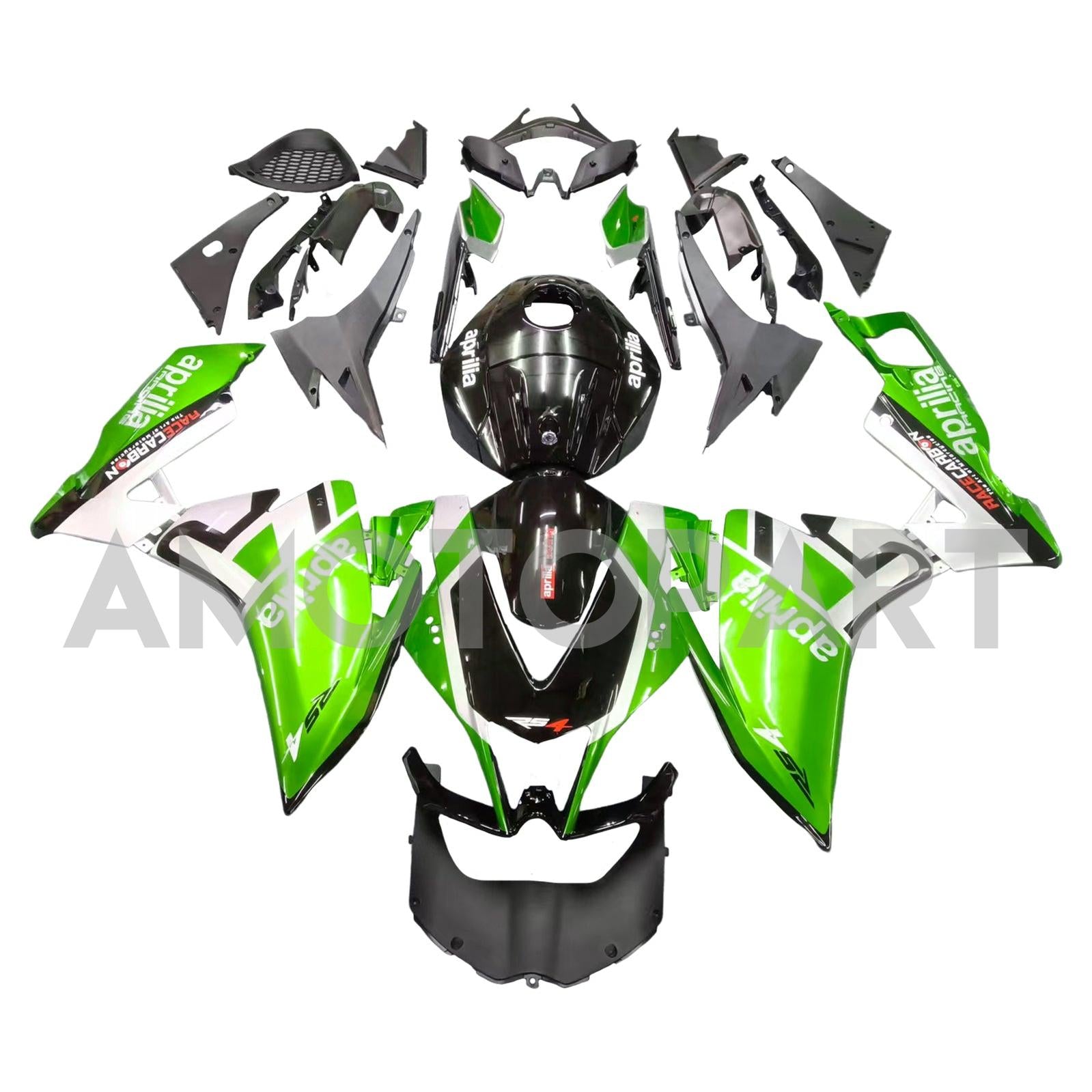 AMOTOPART 2012-2016 APRILIA RS4 RS125 RS50 GRÖN & Black Fairing Kit